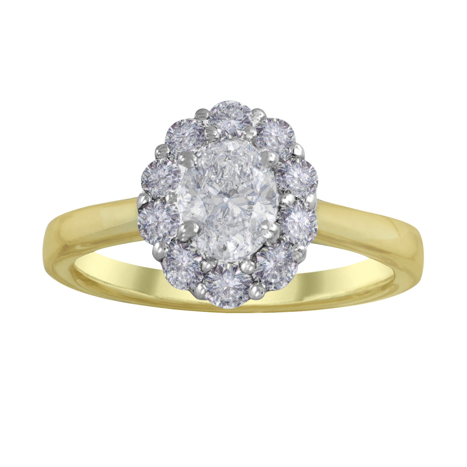oval diamond cluster engagement ring with hidden diamond in yellow gold harrogate jewellers fogal and barnes
