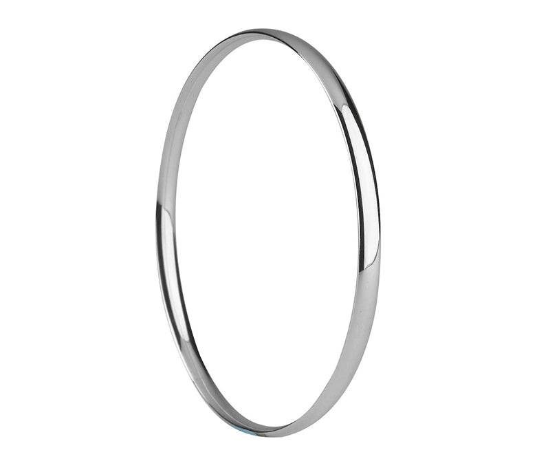 9K WHITE GOLD COURT SHAPED SOLID BANGLE