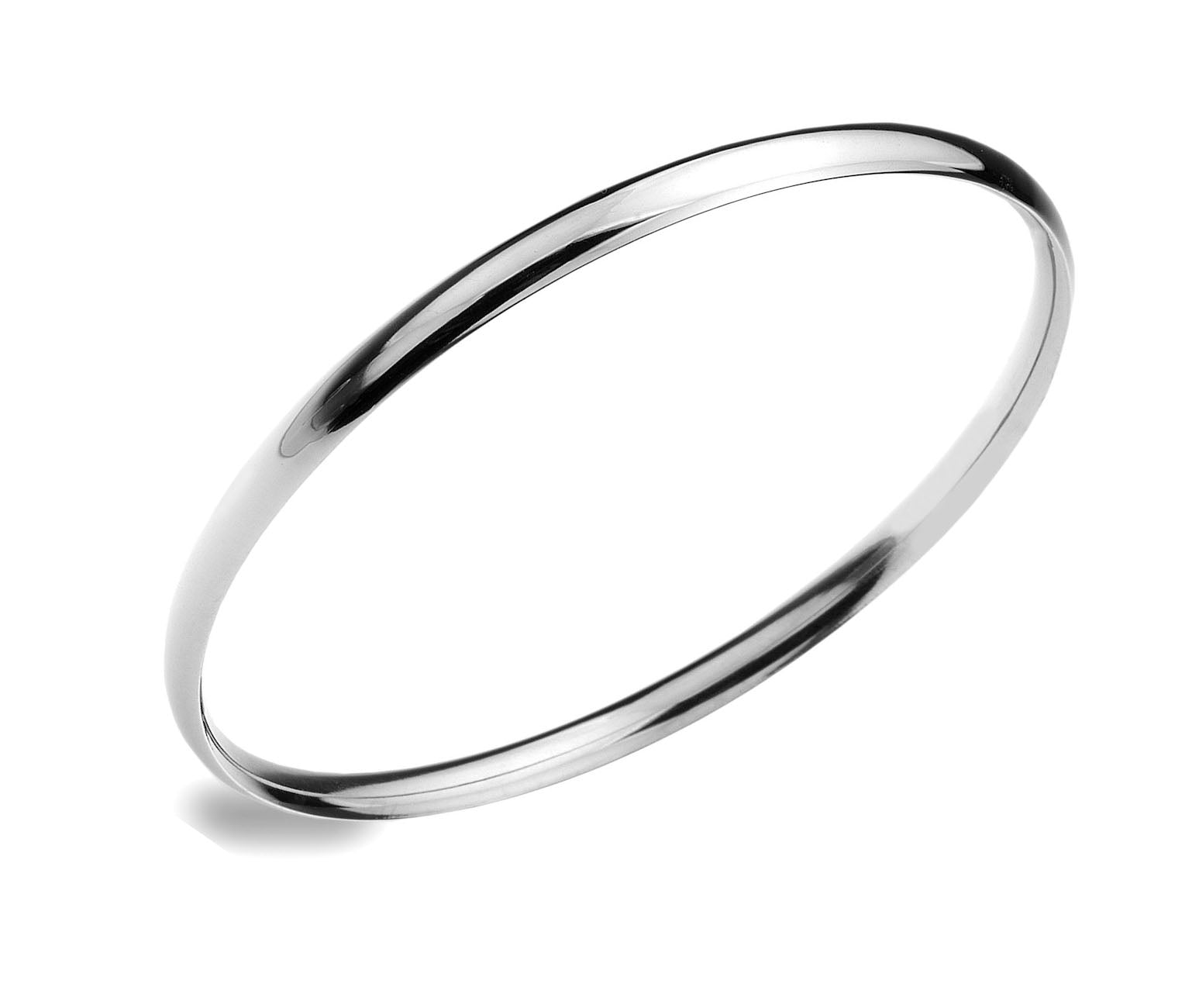 9K WHITE GOLD COURT SHAPED SOLID BANGLE