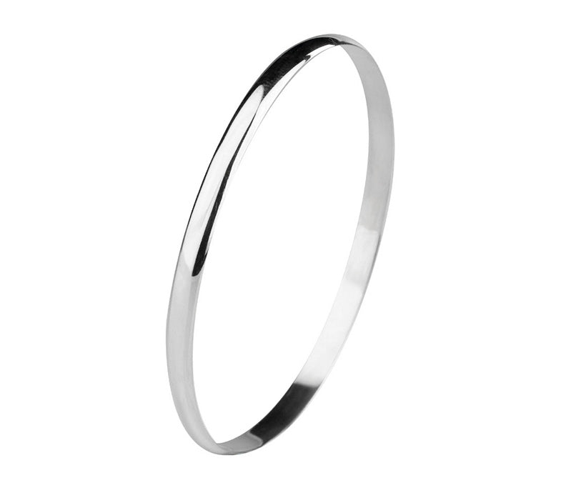 9K WHITE GOLD "D" SHAPED BANGLE- HARROGATE