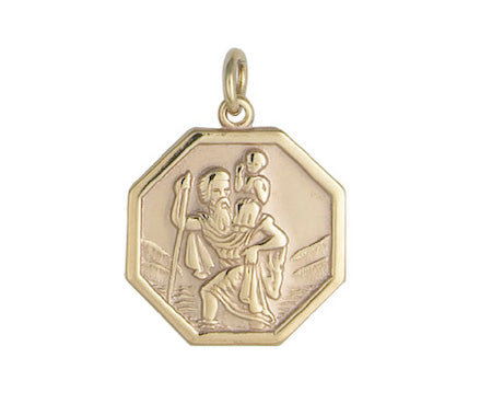 9K YELLOW GOLD MEDIUM OCTAGONAL ST CHRISTOPHER- HARROGATE