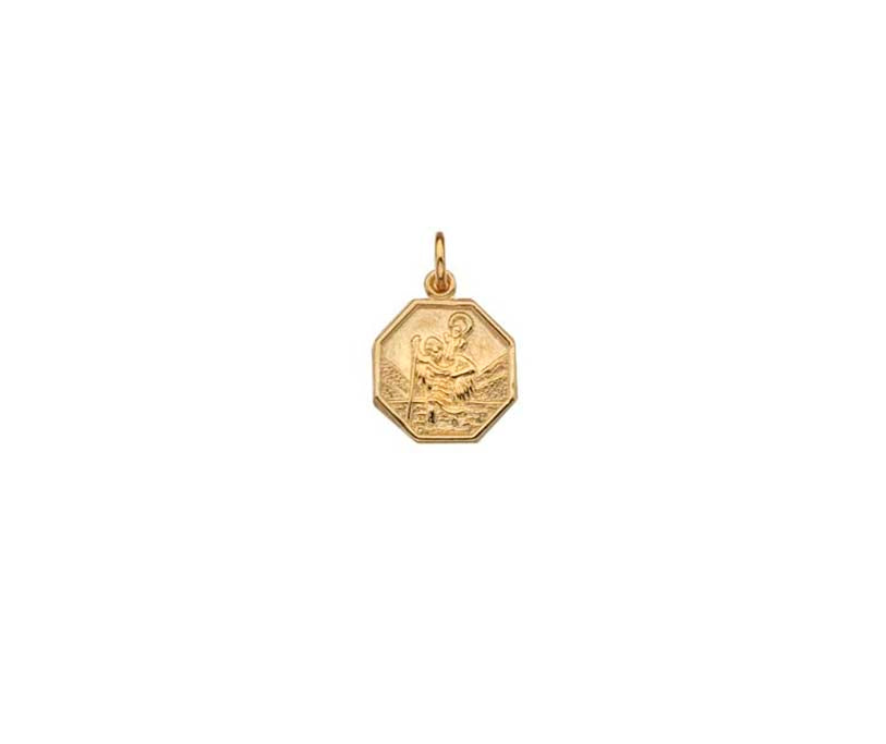 9K YELLOW GOLD SMALL OCTAGONAL ST CHRISTOPHER- HARROGATE