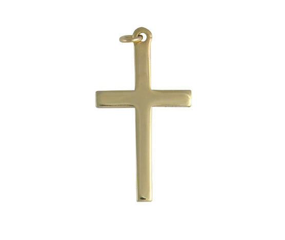 9K YELLOW GOLD LONG CROSS PENDANT- HARROGATE