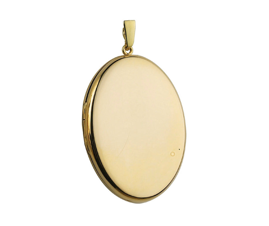 9K YELLOW GOLD 43MM PLAIN OVAL LOCKET- HARROGATE