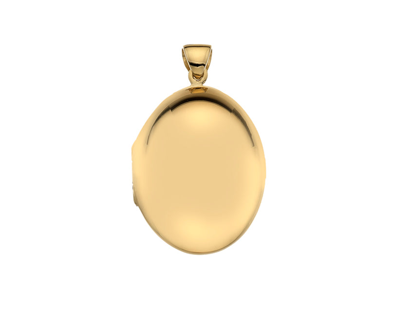 9K YELLOW GOLD PLAIN PUFFED LARGE OVAL LOCKET- HARROGATE