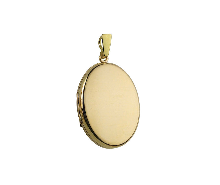 9K YELLOW GOLD 30MM PLAIN OVAL LOCKET- HARROGATE
