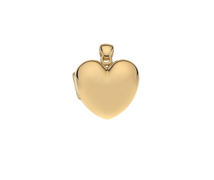9K YELLOW GOLD PLAIN PUFFED HEART LOCKET- HARROGATE