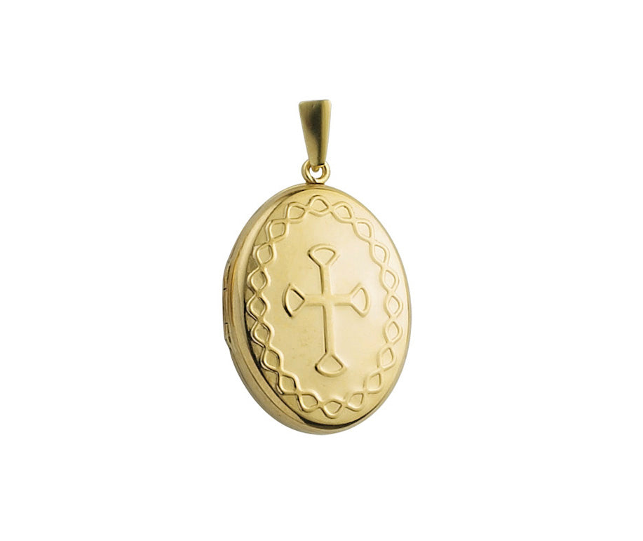 9K YELLOW GOLD 30MM EMBOSSED OVAL LOCKET - HARROGATE