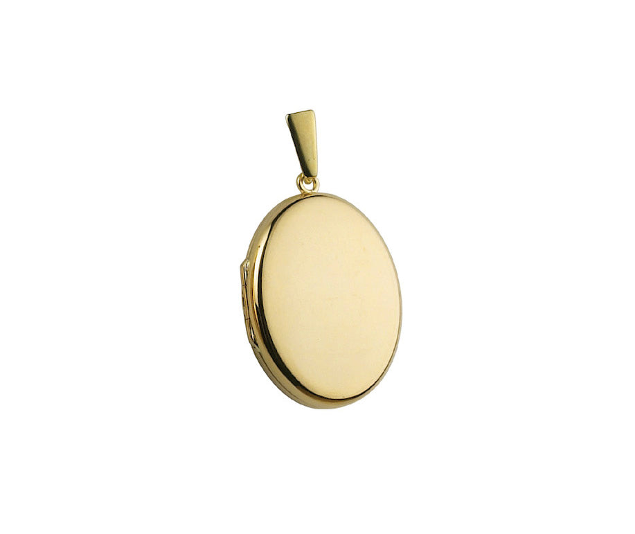 9K YELLOW GOLD PLAIN  26MM OVAL LOCKET- HARROGATE