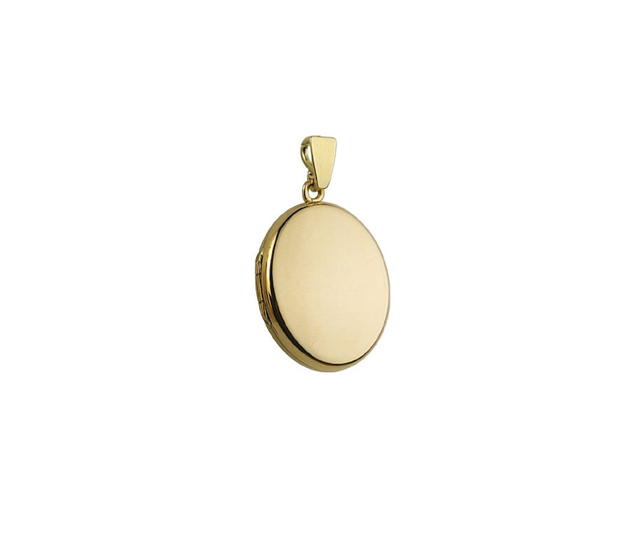 9K YELLOW GOLD 20MM PLAIN OVAL LOCKET- HARROGATE