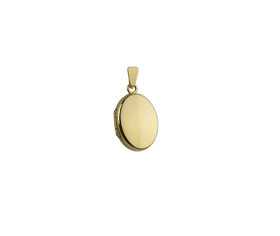 9K YELLOW GOLD 16MM PLAIN OVAL LOCKET- HARROGATE