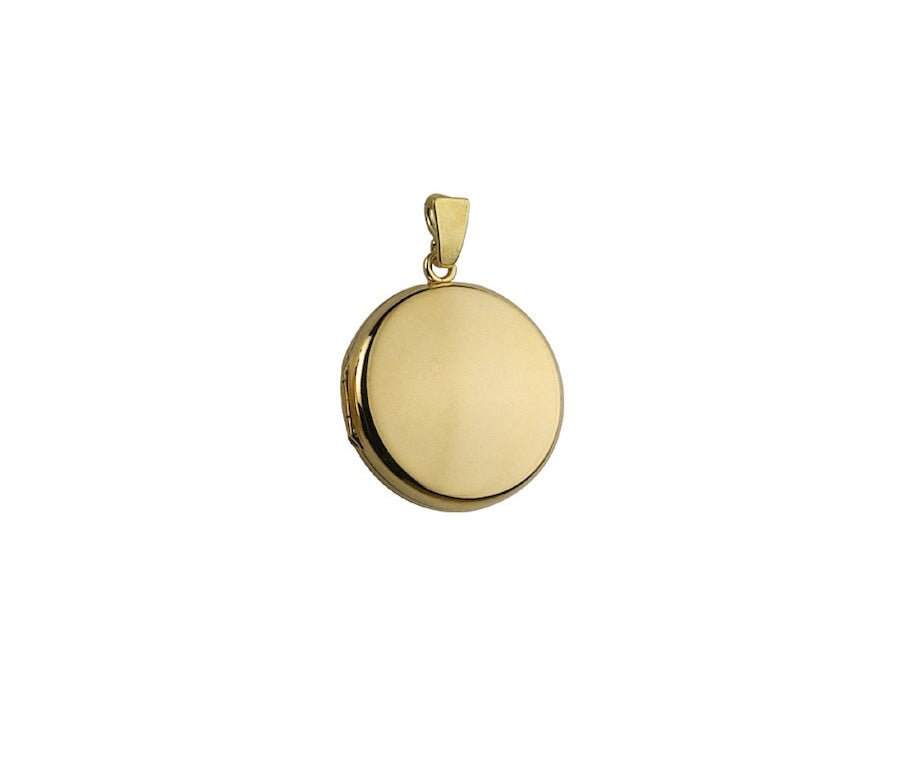 9K YELLOW GOLD PLAIN ROUND LOCKET- HARROGATE