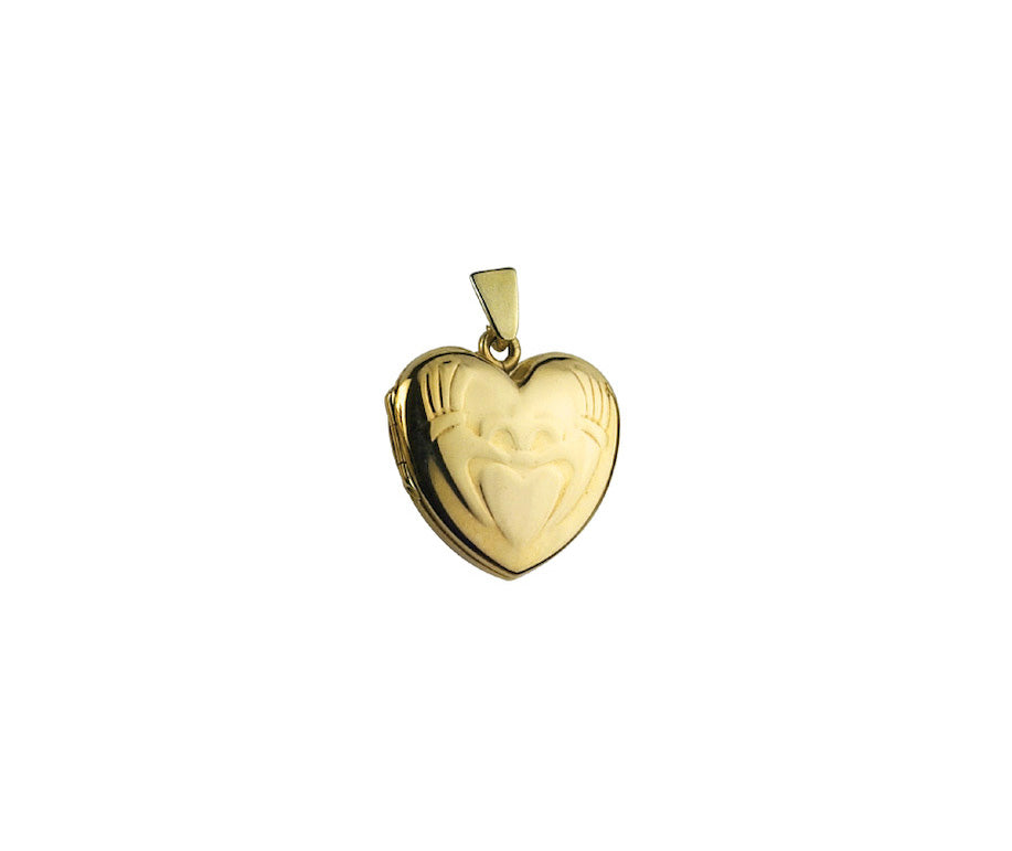 9K YELLOW GOLD LARGE HEART EMBOSSED LOCKET- HARROGATE