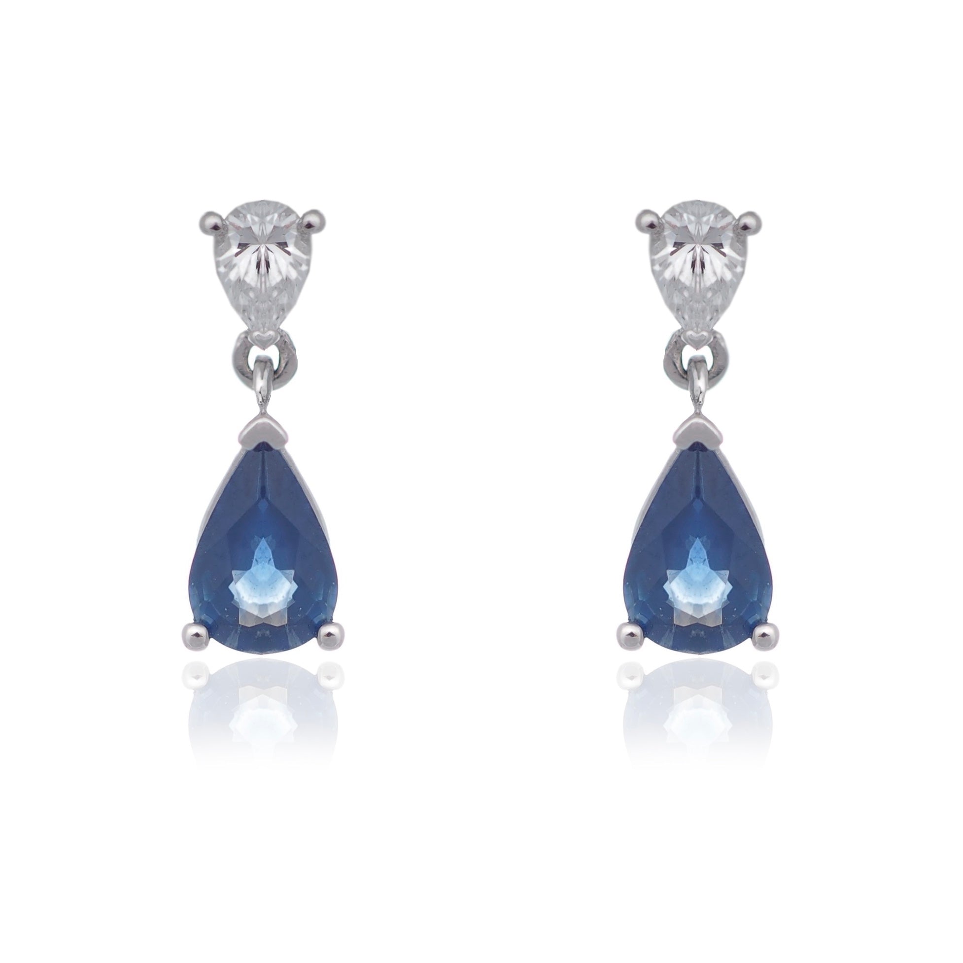 Pear cut Sapphire and Diamond drop earrings White Gold Harrogate Jewellers Fogal and Barnes