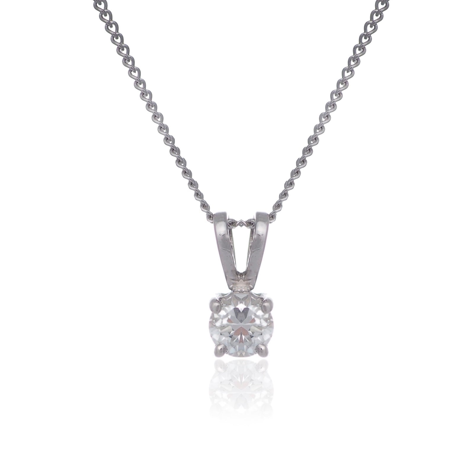 Classic round brilliant diamond pendant white gold necklace Harrogate jewellers Fogal and barnes