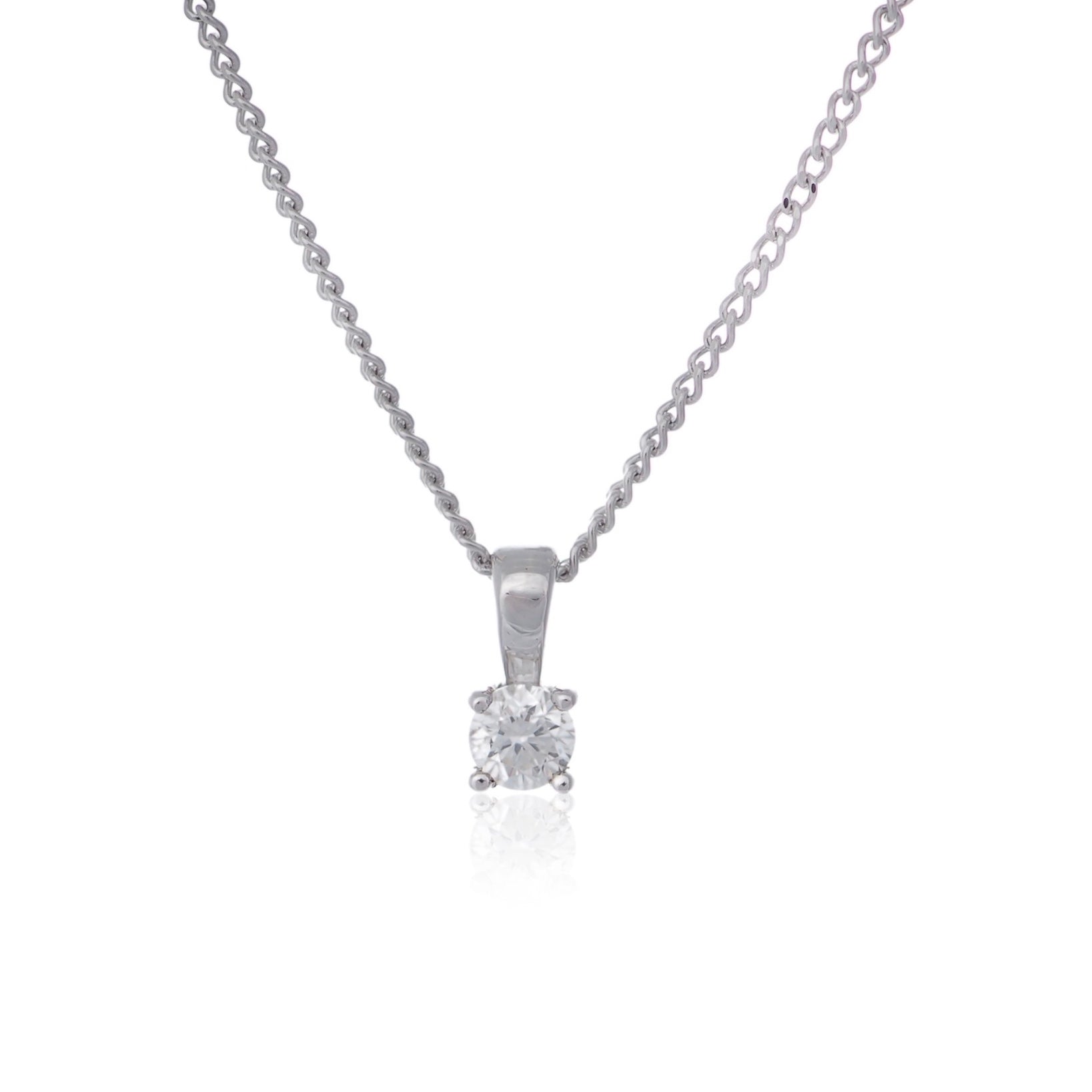 Classic diamond solitaire pendant necklace white gold harrogate jewellers fogal and barnes