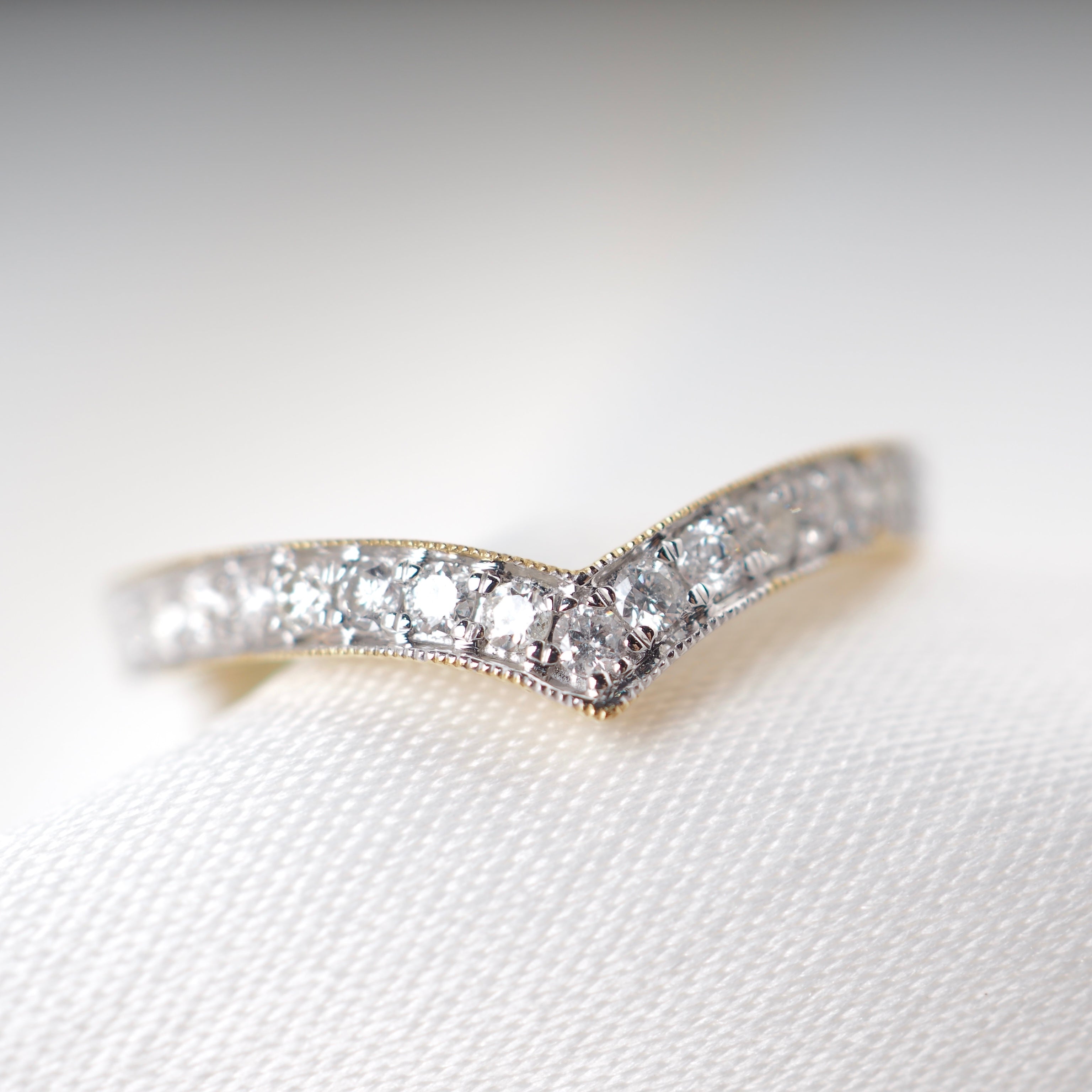 GOLD & DIAMOND WISHBONE WEDDING/ETERNITY RING
