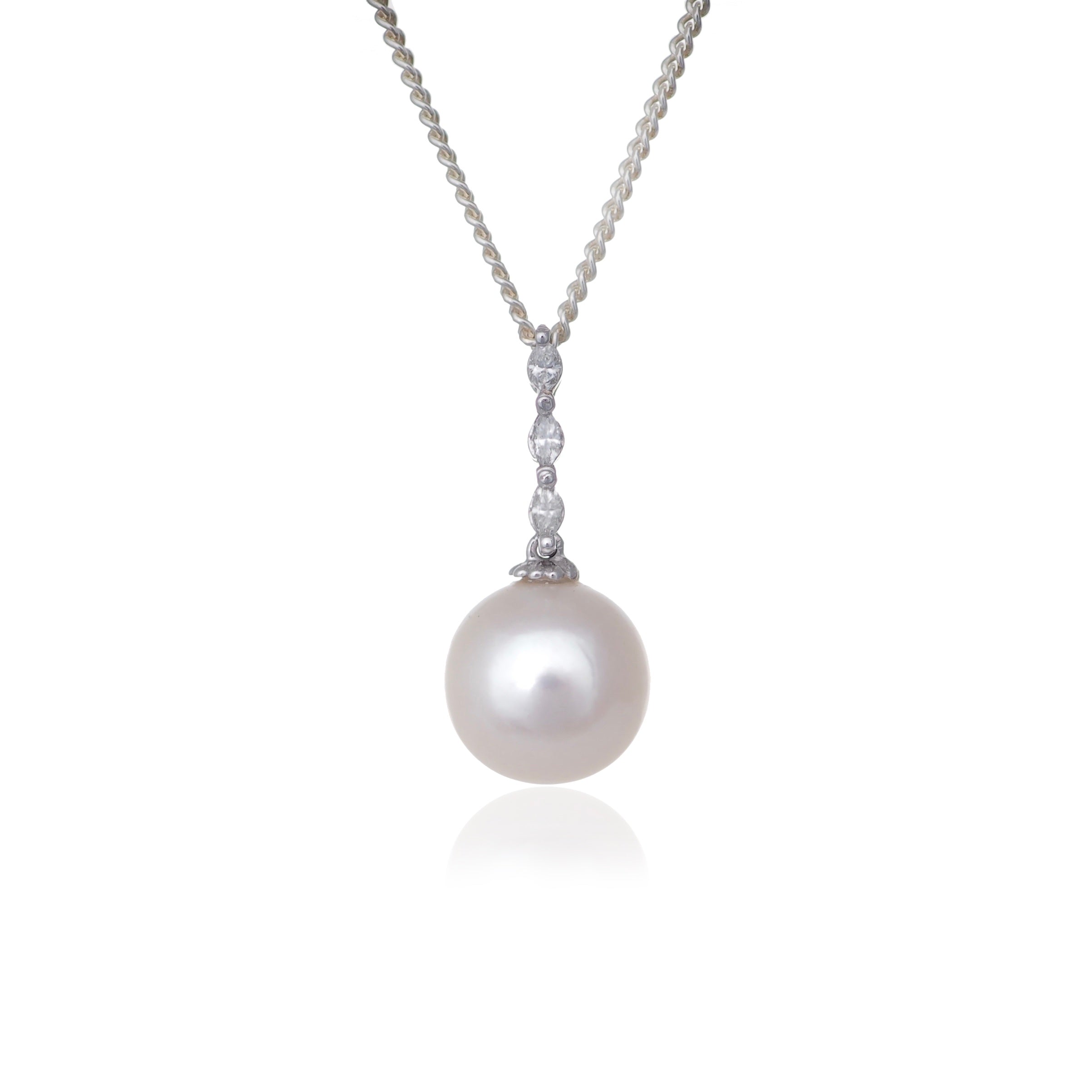 PEARL & DIAMOND PENDANT NECKLACE - Fogal & Barnes