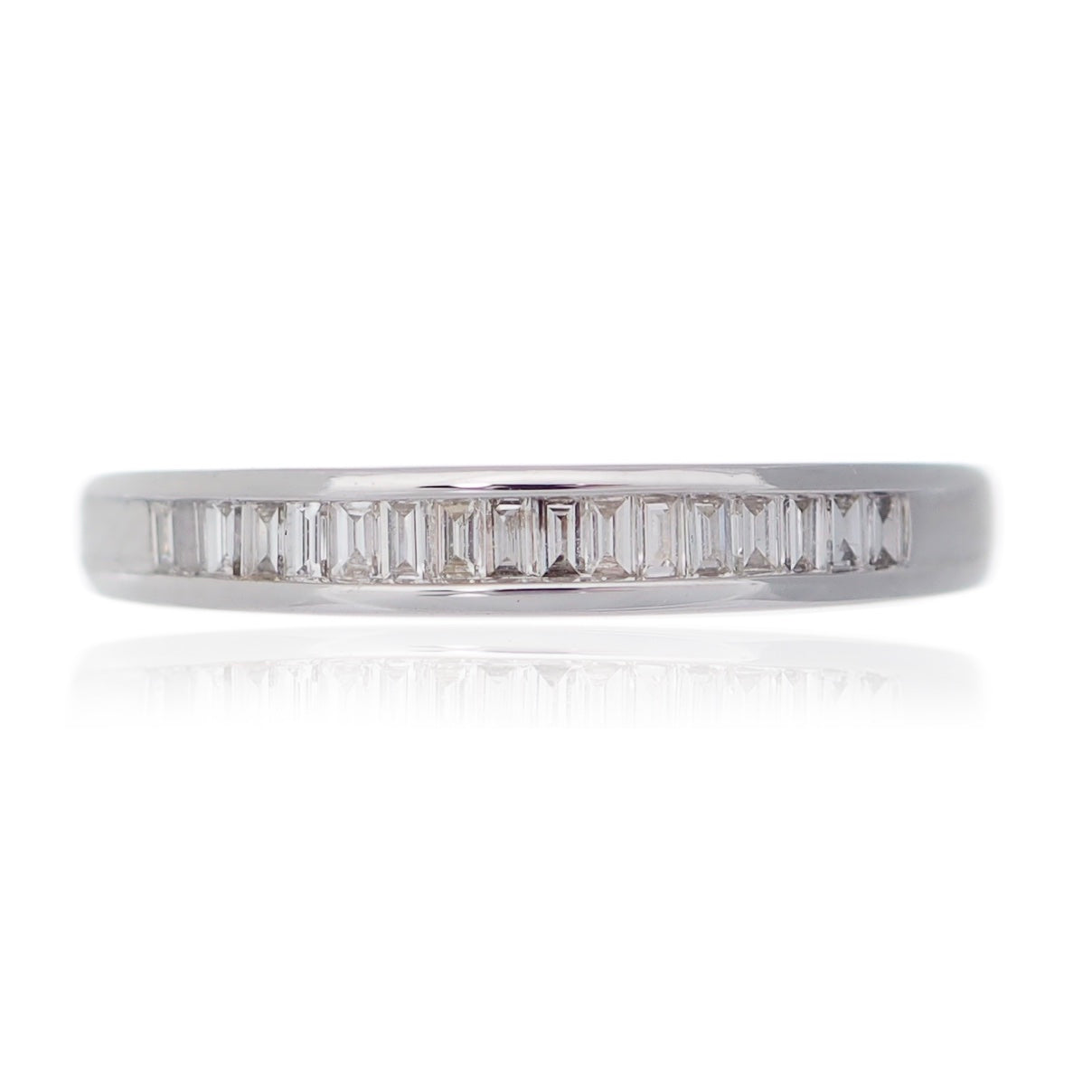 Baguette cut diamond wedding eternity band platinum Harrogate jewellers Fogal and barnes