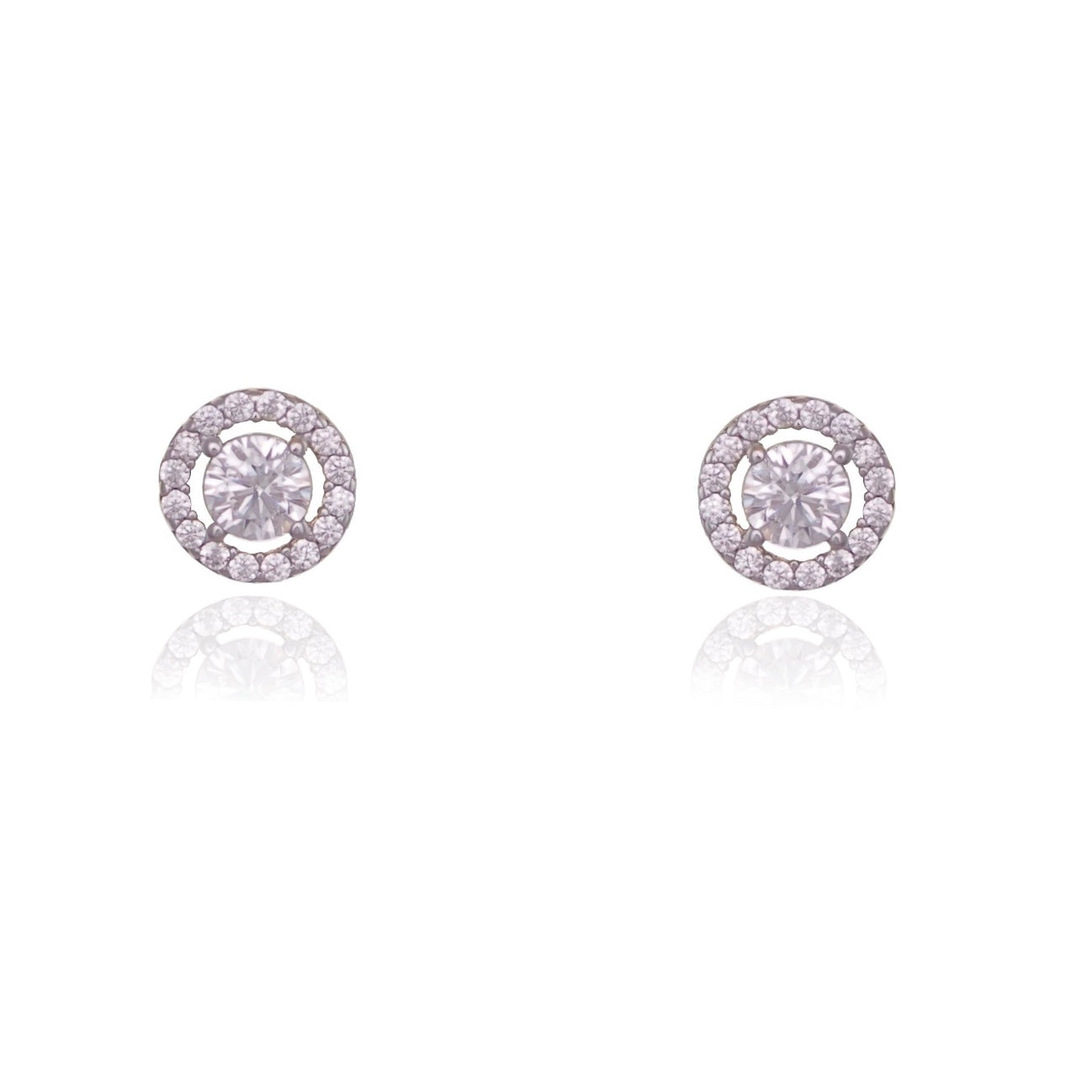 CUBIC ZIRCONIA ROUND CUT HALO EARRINGS - Fogal & Barnes