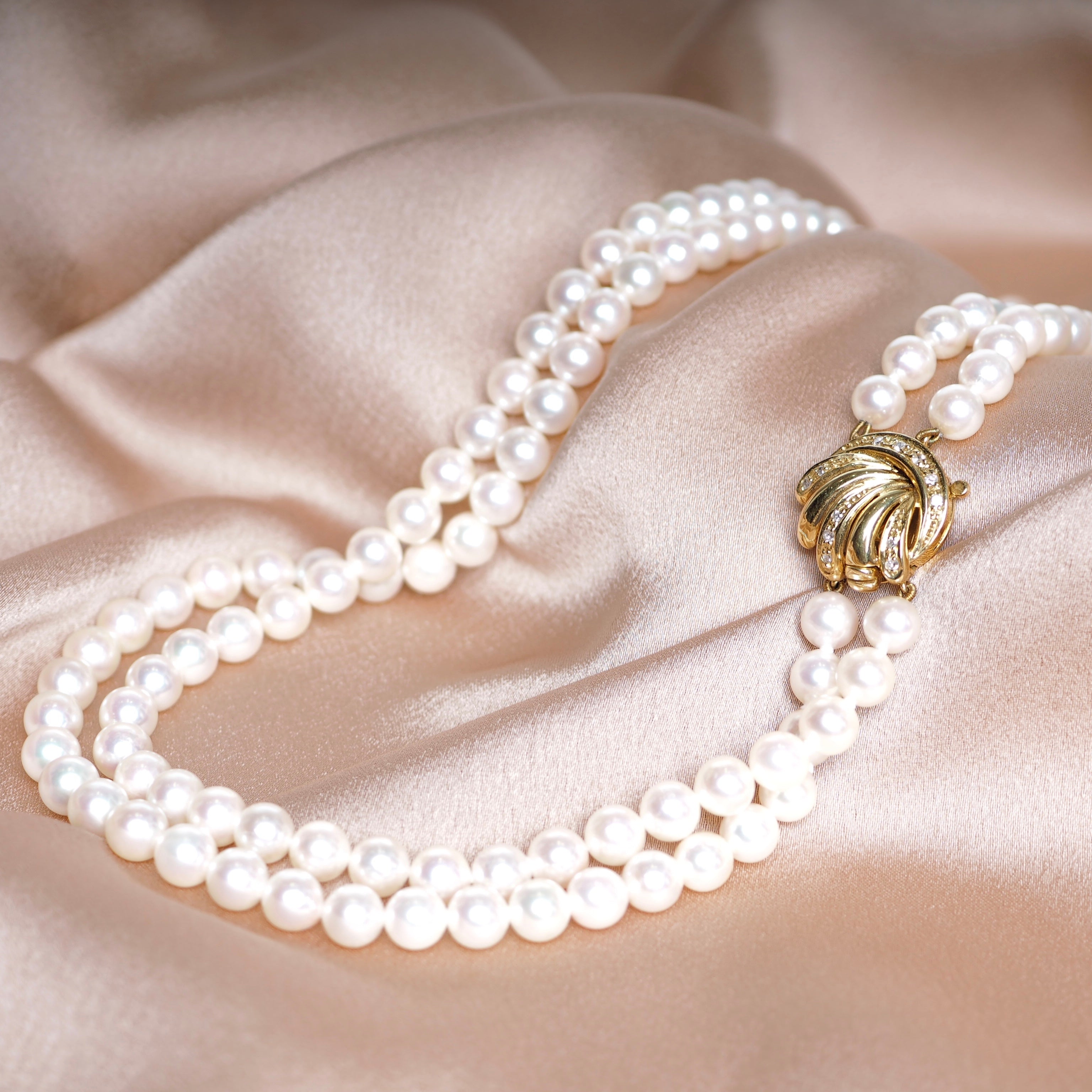 DOUBLE ROW PEARL NECKLACE