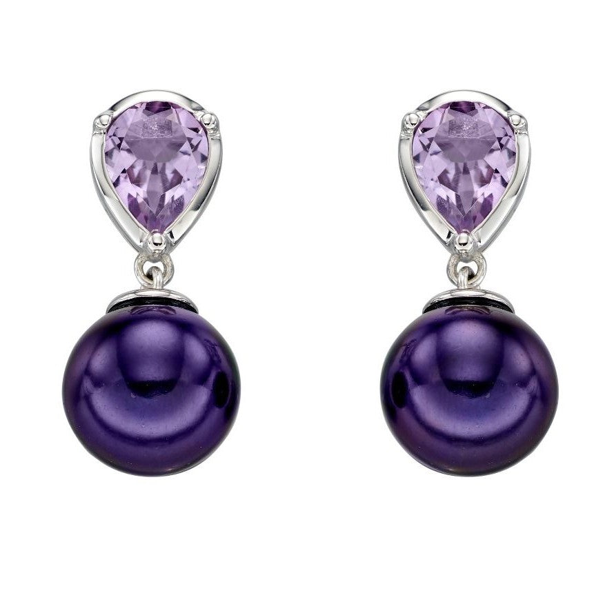 PEARL AND AMETHYST EARRINGS - Fogal & Barnes