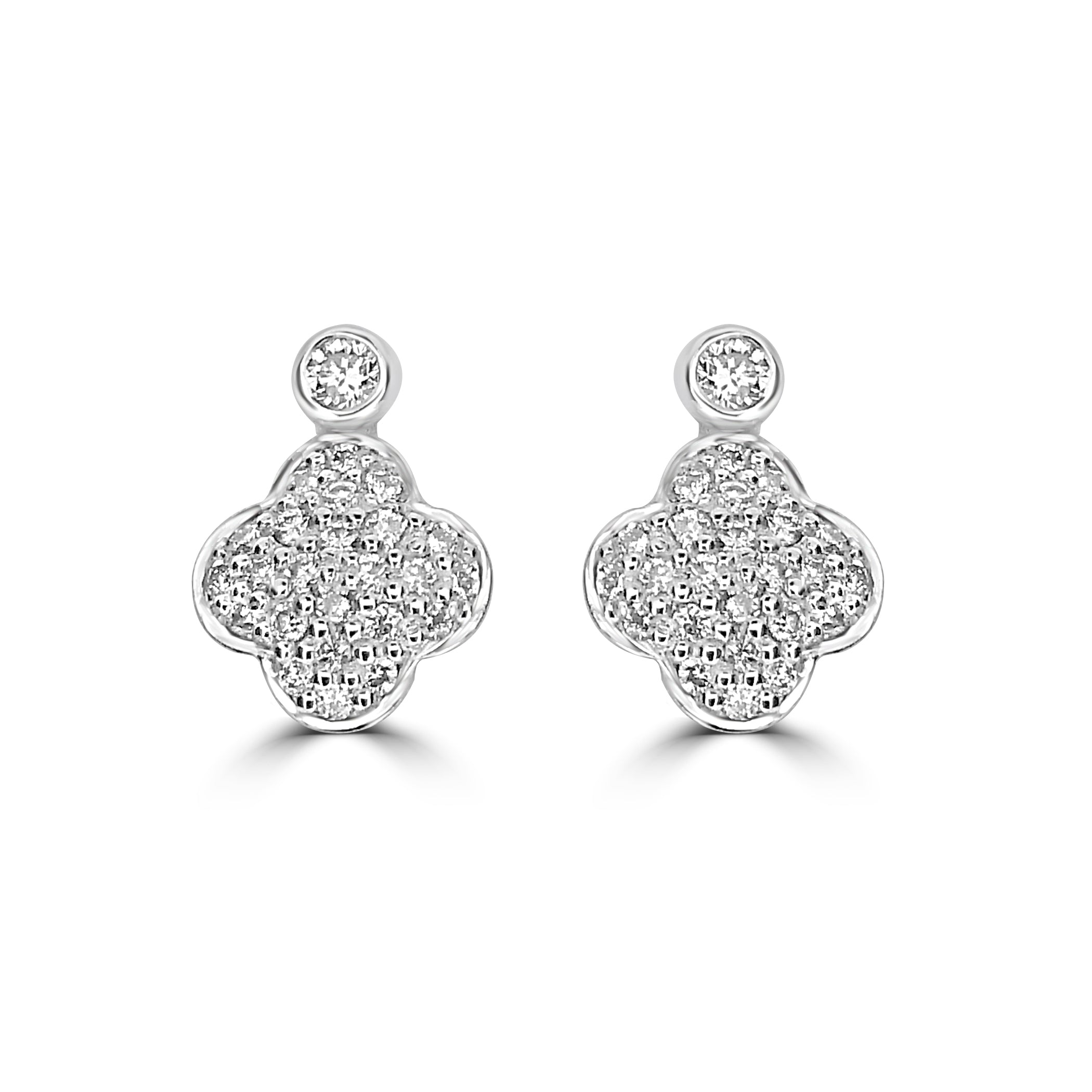 18K GOLD DIAMOND CLOVER DROP EARRINGS