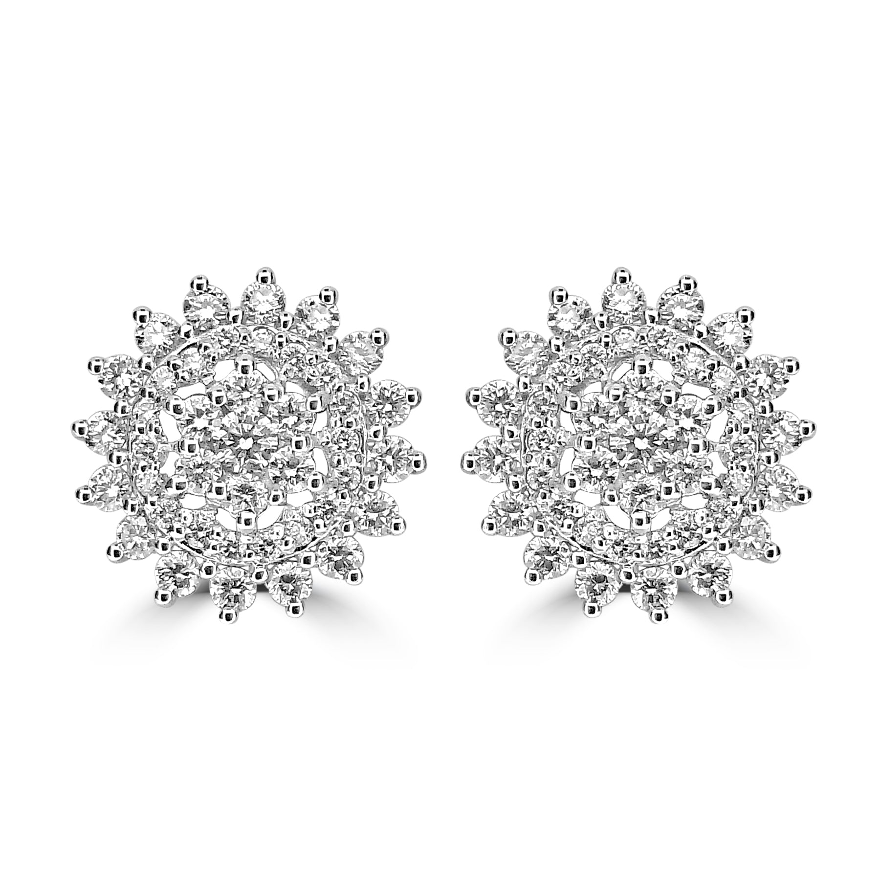 18K WHITE GOLD DIAMOND FANCY CLUSTER EARRINGS