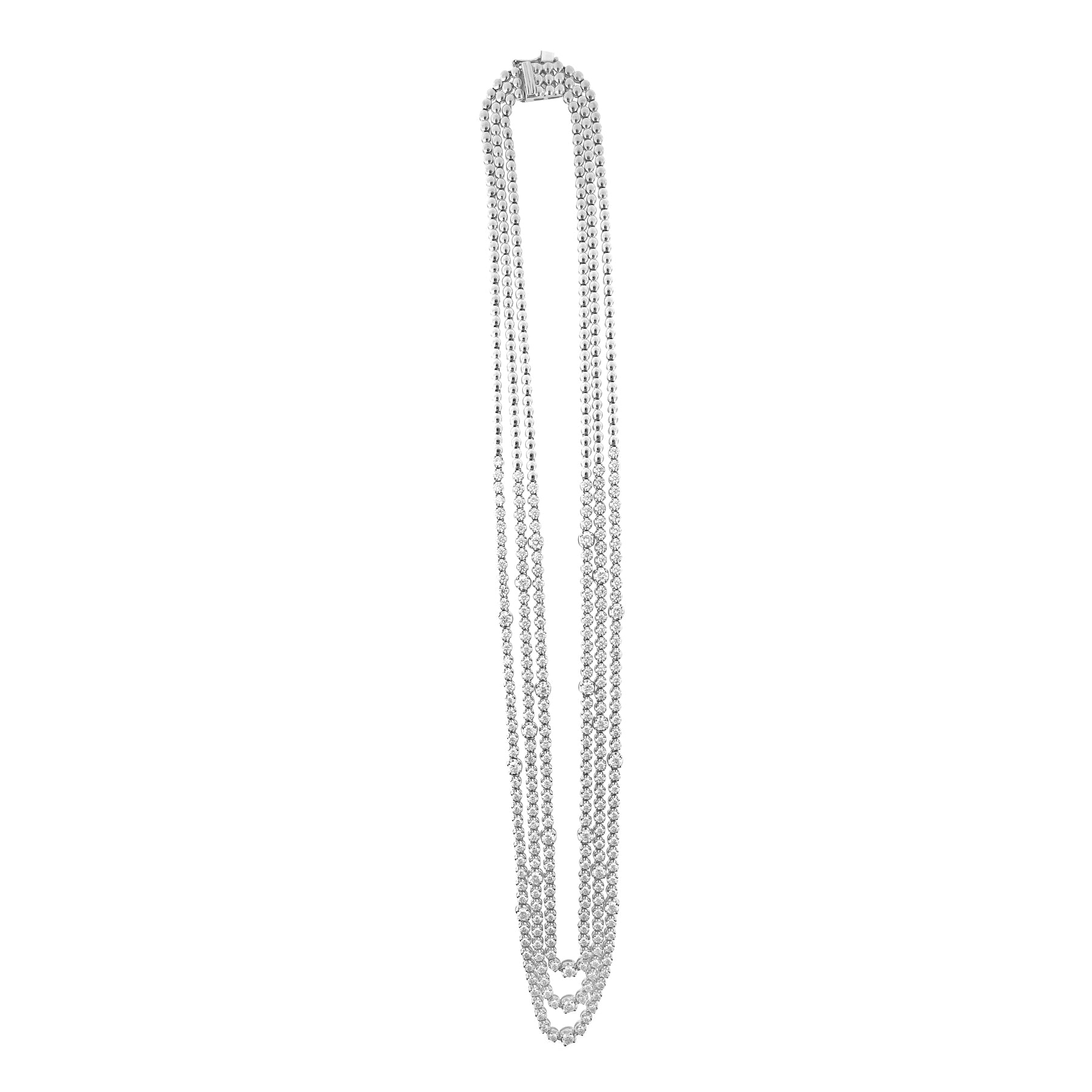 18K WHITE GOLD TRIPPLE ROW DIAMOND LINE NECKLACE- HARROGATE