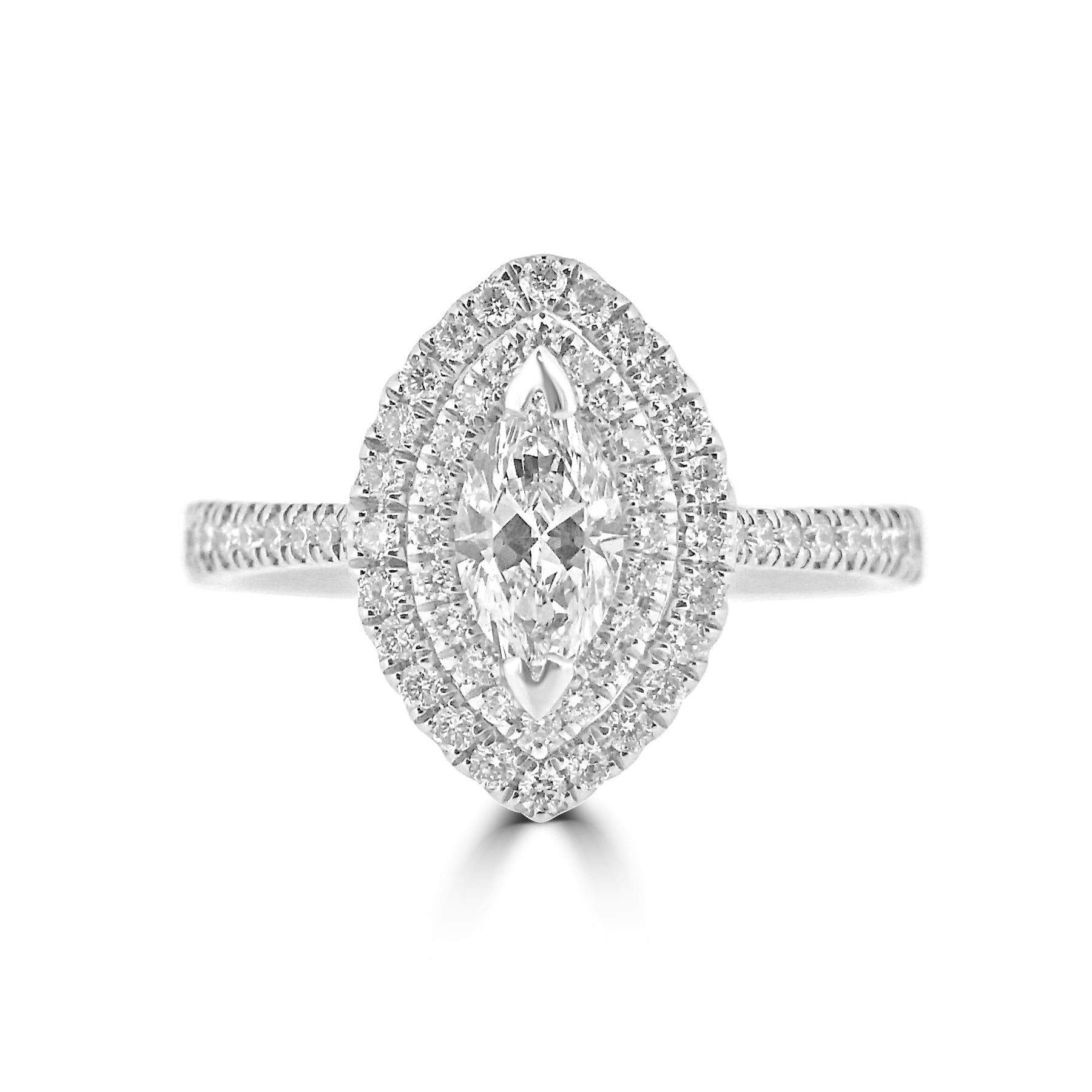 Marquise Cut Diamond Halo ngagement Ring Harrogate Fogal and Barnes Jewellers 