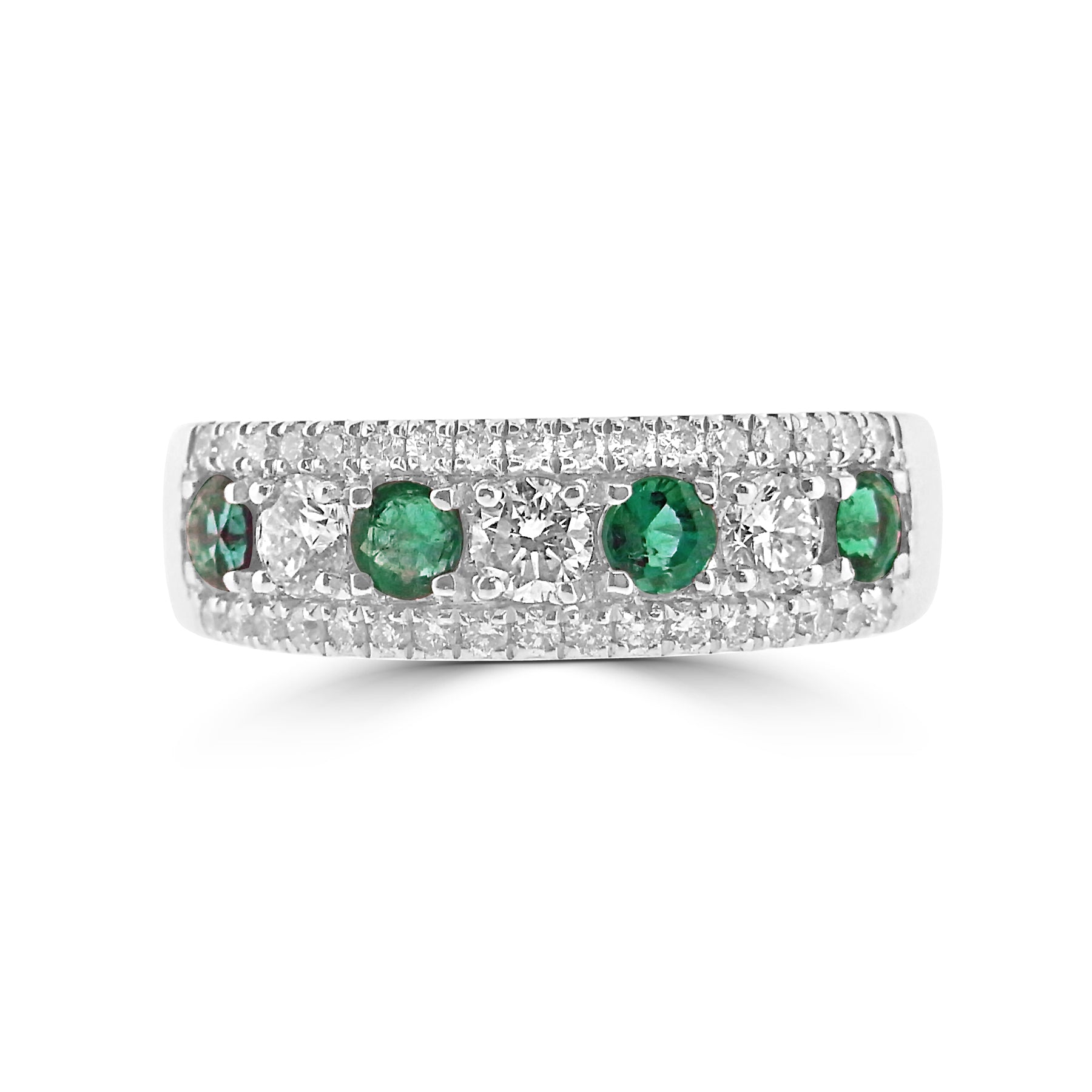 DIAMOND AND EMERALD HALF SET ETERNITY RING