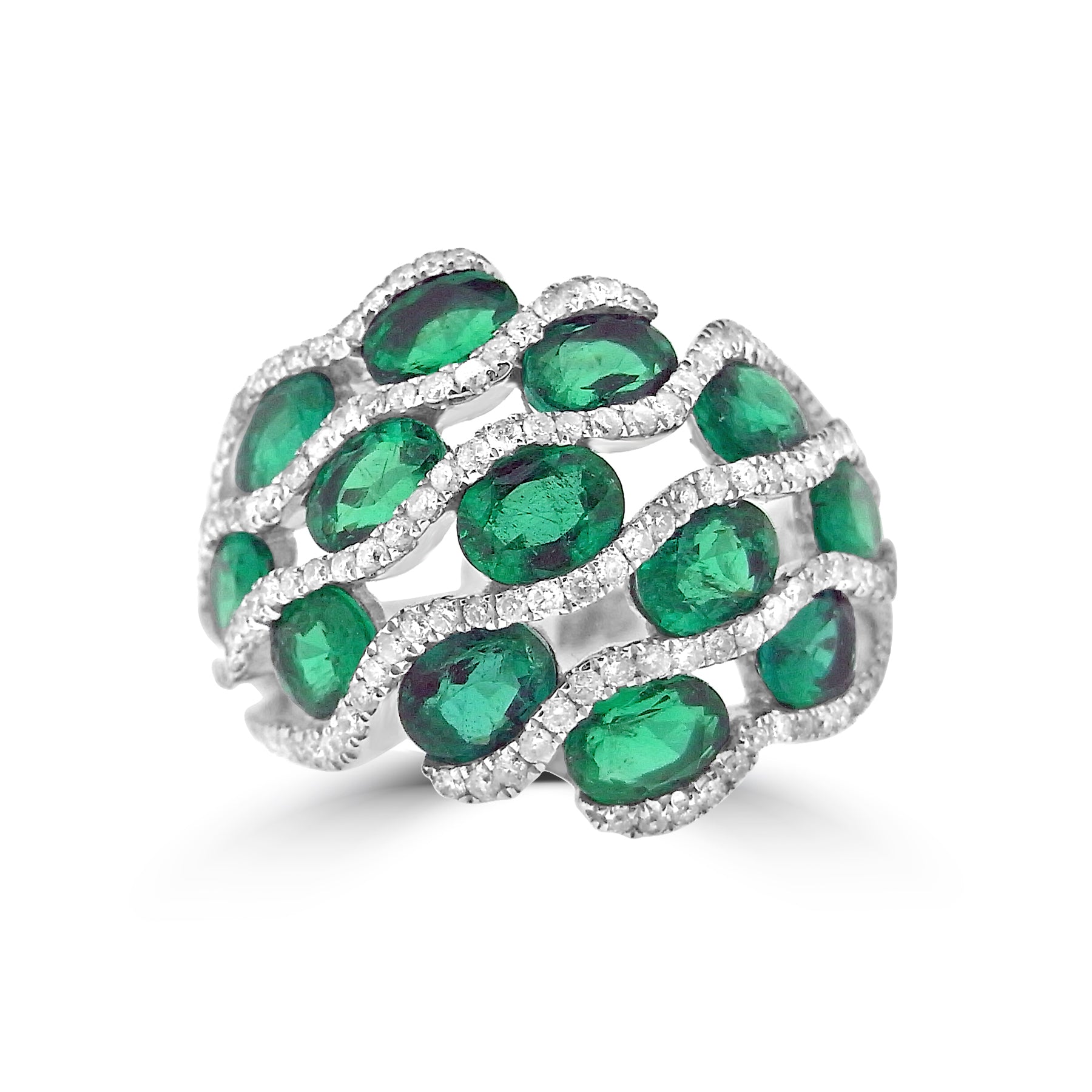 EMERALD AND DIAMOND FANCY RING