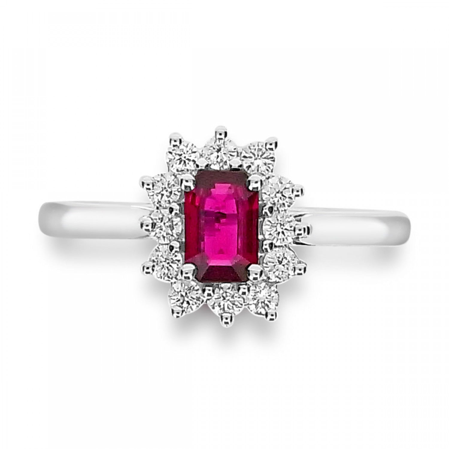 RUBY AND DIAMOND CLUSTER ENGAGEMENT RING