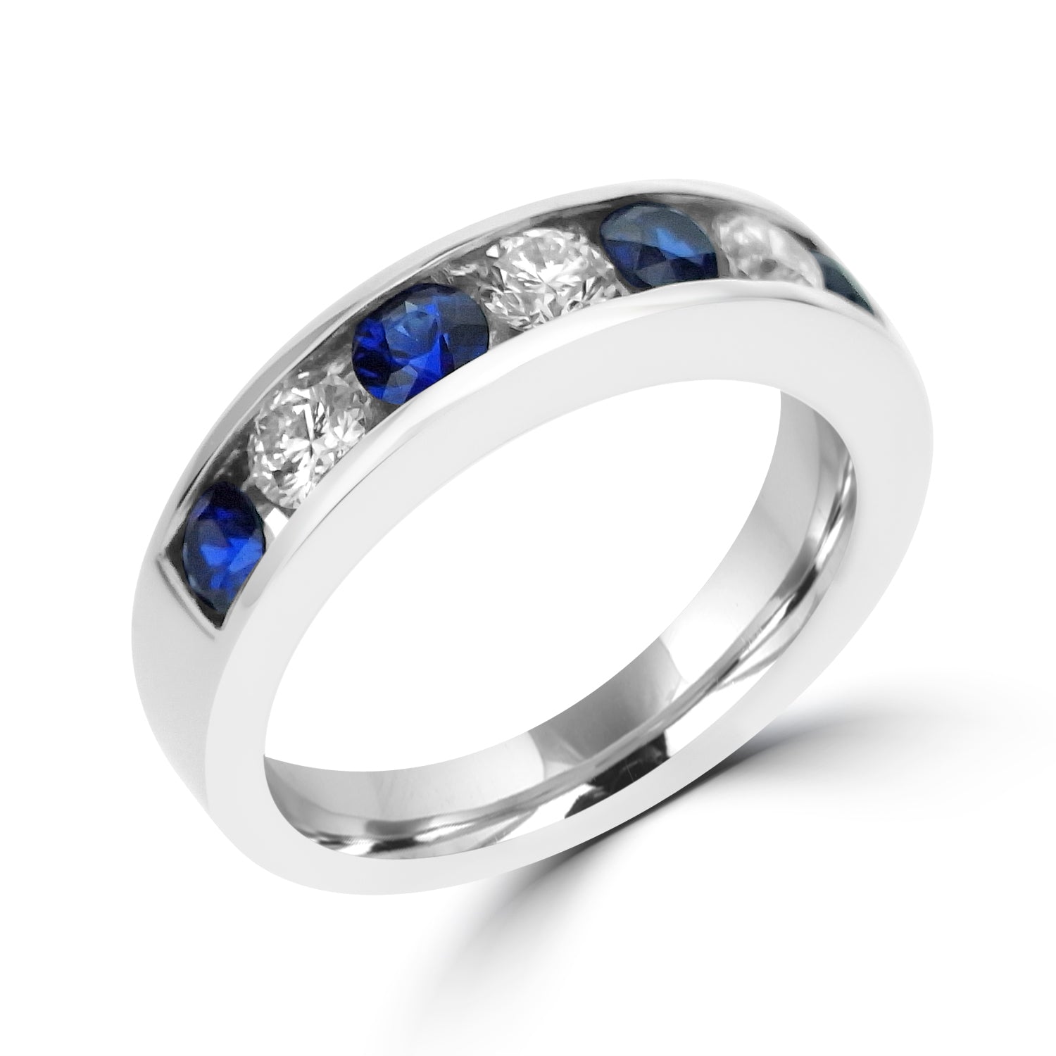 18K WHITE GOLD SAPPHIRE AND DIAMOND ETERNITY RING