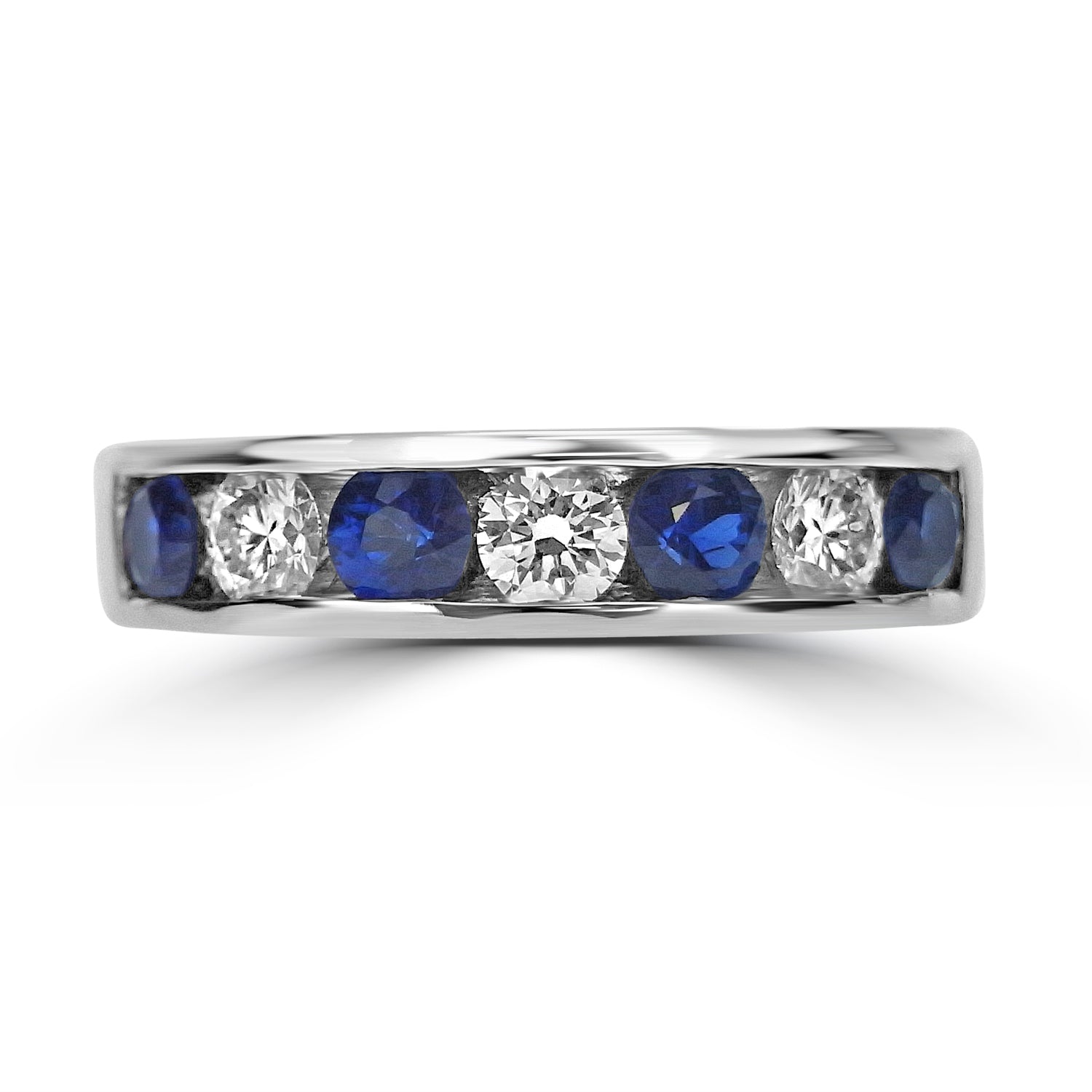 18K WHITE GOLD SAPPHIRE AND DIAMOND ETERNITY RING