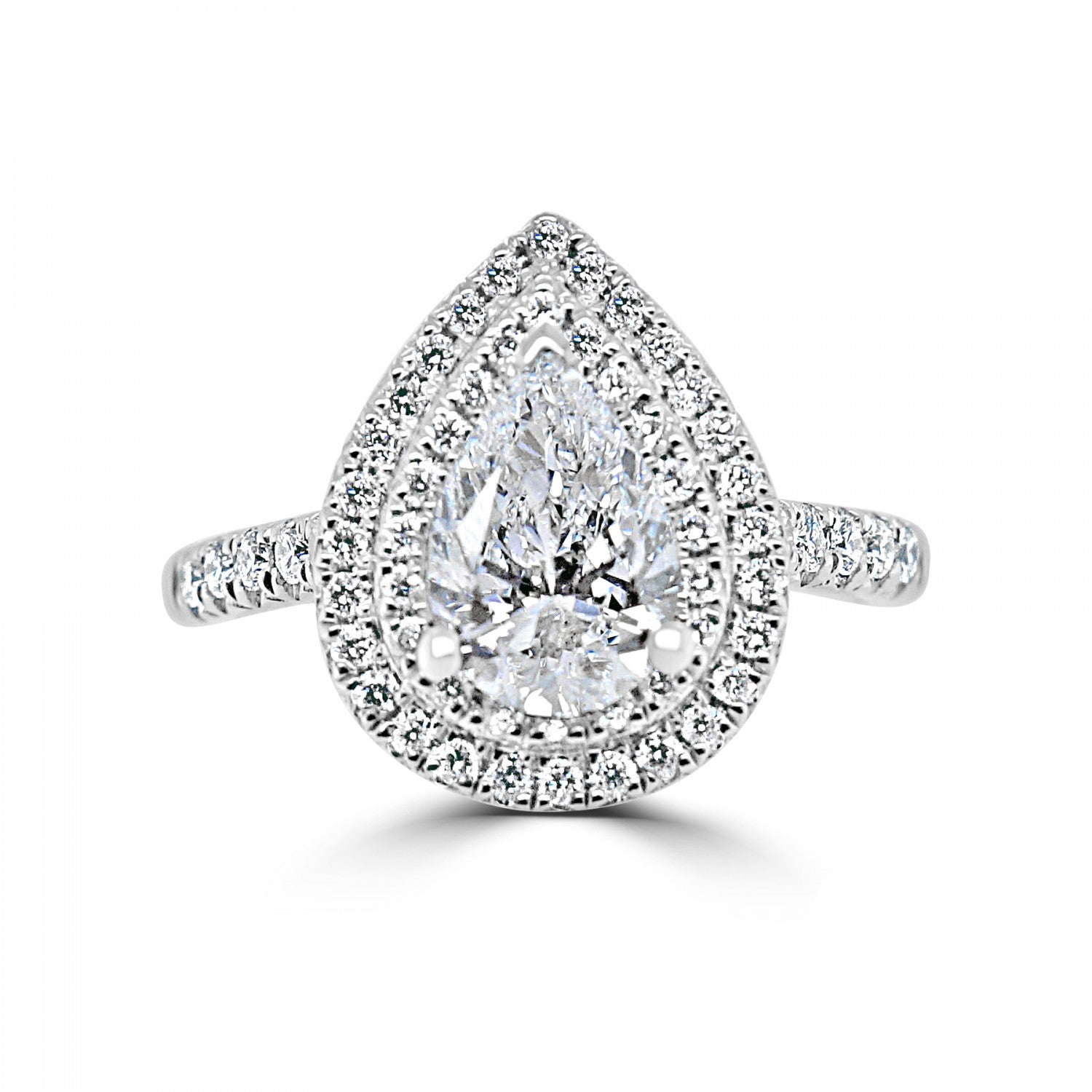 PEAR CUT DIAMOND DOUBLE HALO ENGAGEMENT RING