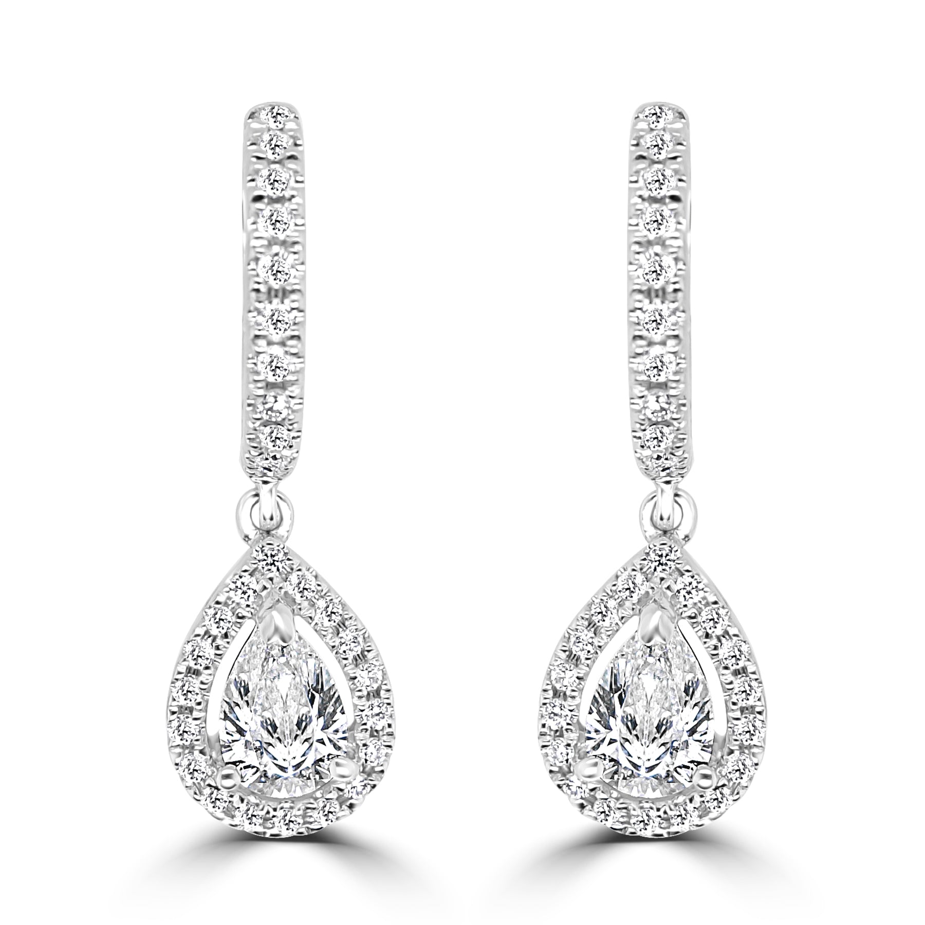 18K GOLD PEAR DIAMOND DROP EARRINGS