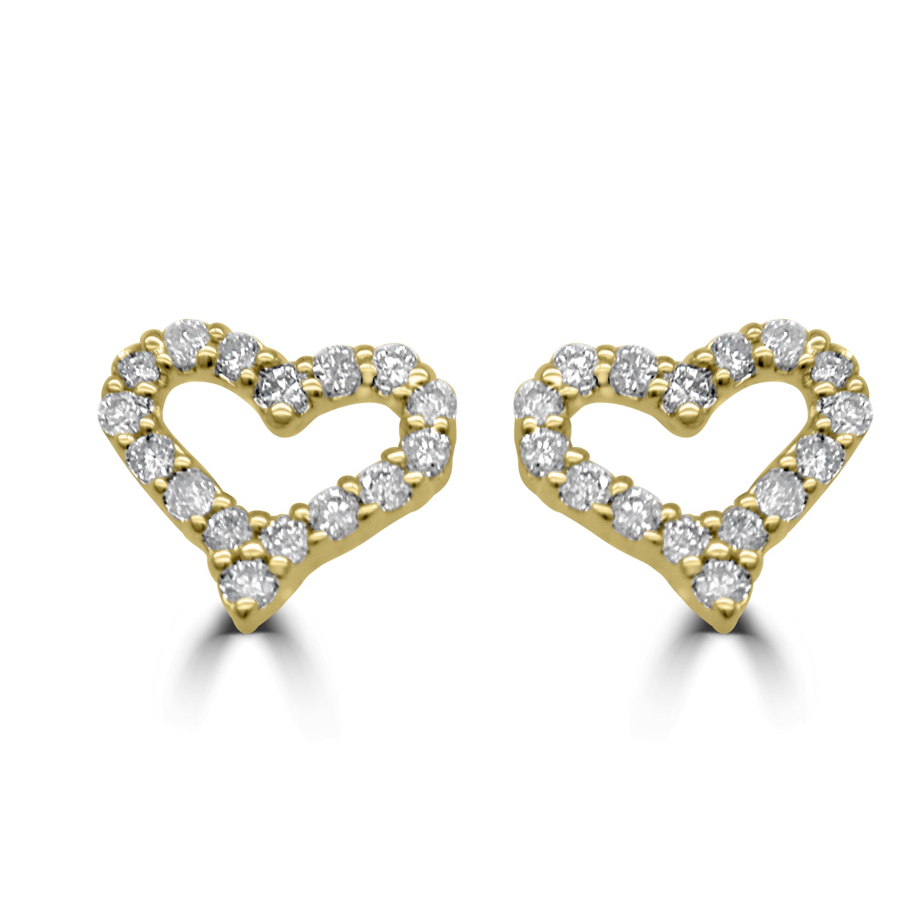 9K GOLD DIAMOND HEART STUD EARRINGS