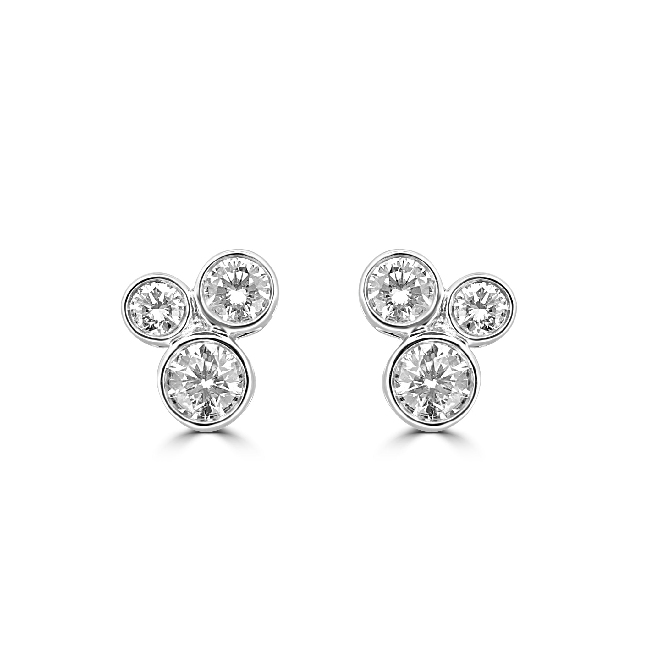 18K GOLD DIAMOND BUBBLE STUD EARRINGS