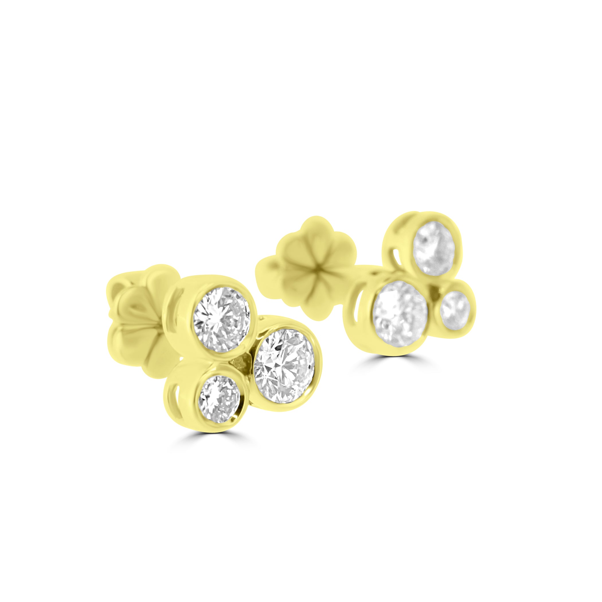 18K GOLD DIAMOND BUBBLE STUD EARRINGS