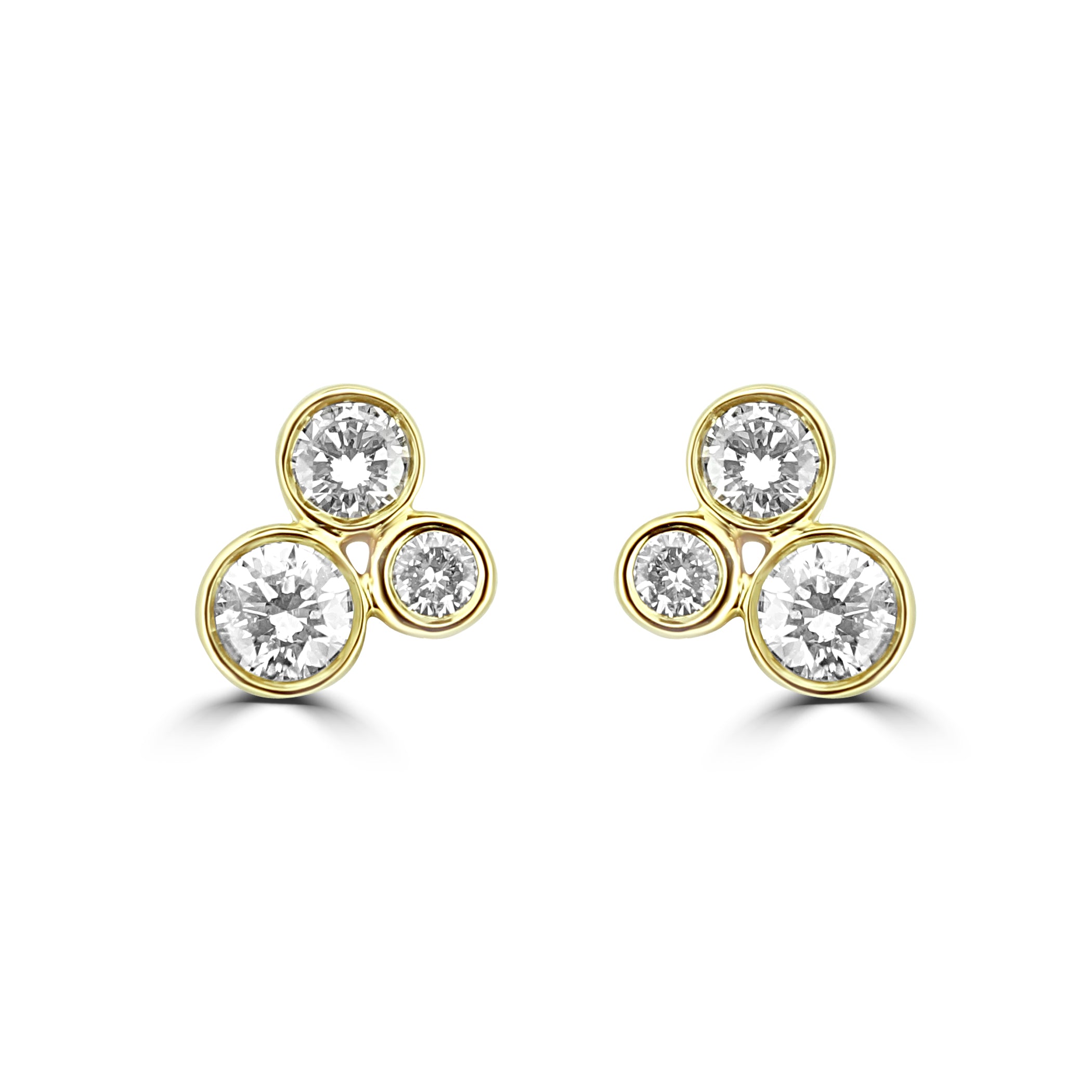 18K GOLD DIAMOND BUBBLE STUD EARRINGS