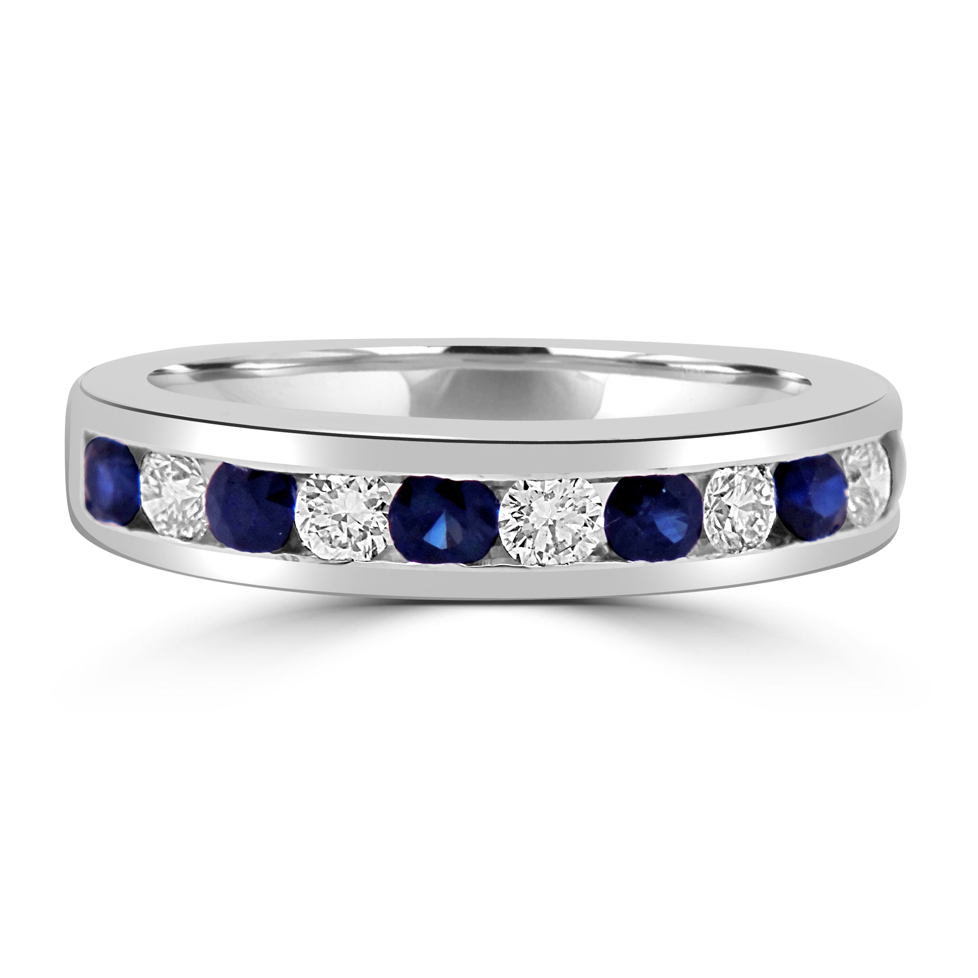 18K YELLOW GOLD SAPPHIRE AND DIAMOND ETERNITY RING