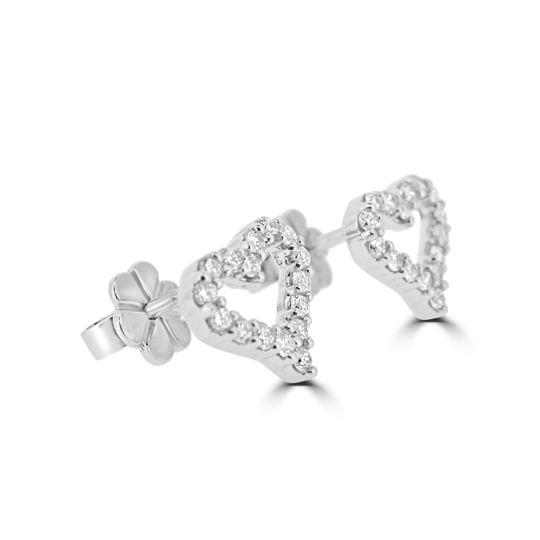 9K GOLD DIAMOND HEART STUD EARRINGS