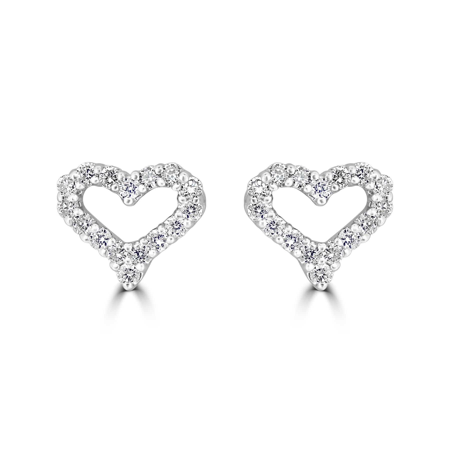 9K GOLD DIAMOND HEART STUD EARRINGS