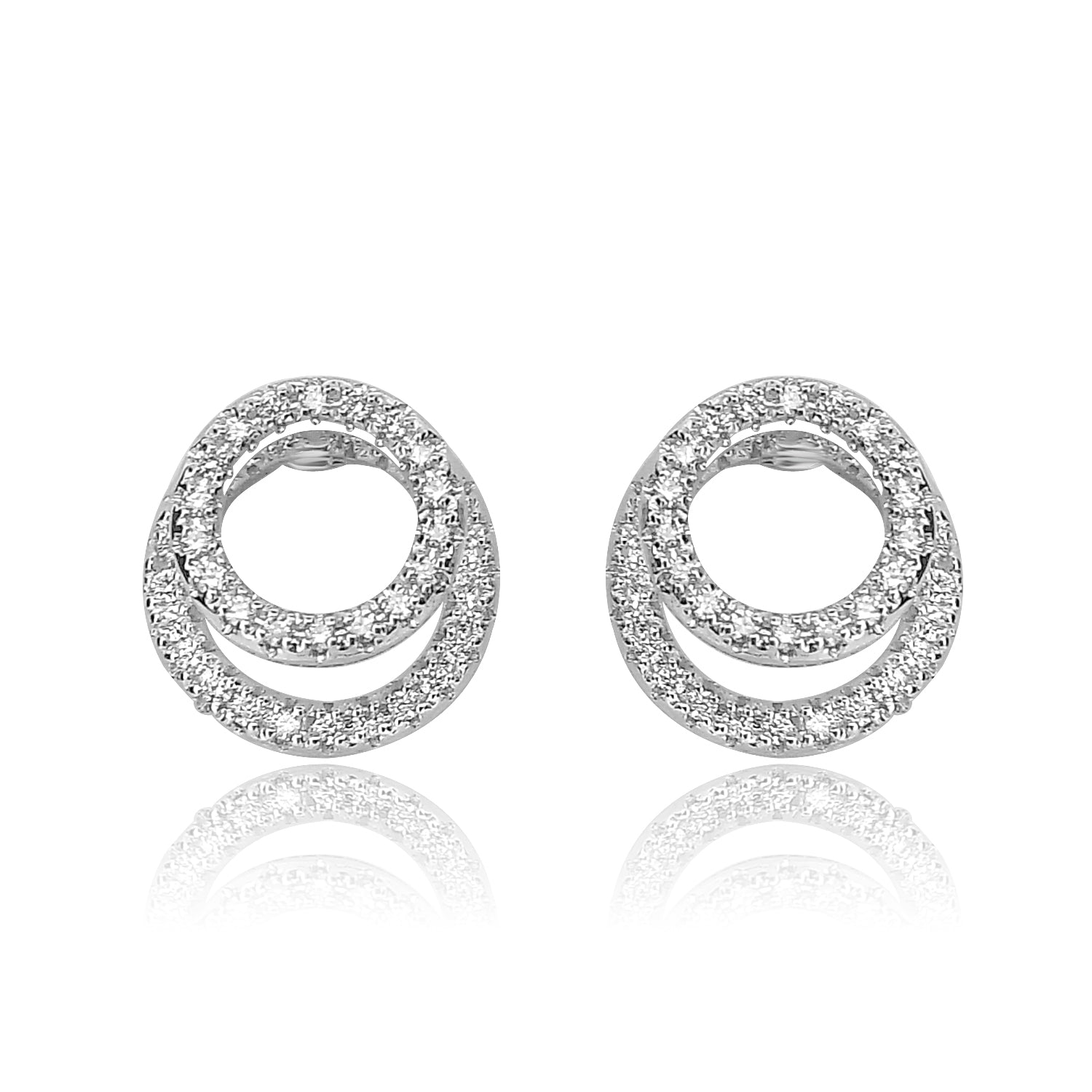 18K GOLD PAVE DIAMOND DOUBLE CIRCLE EARRINGS