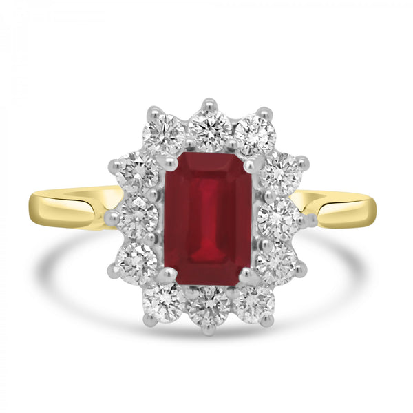 RUBY AND DIAMOND CLUSTER ENGAGEMENT RING