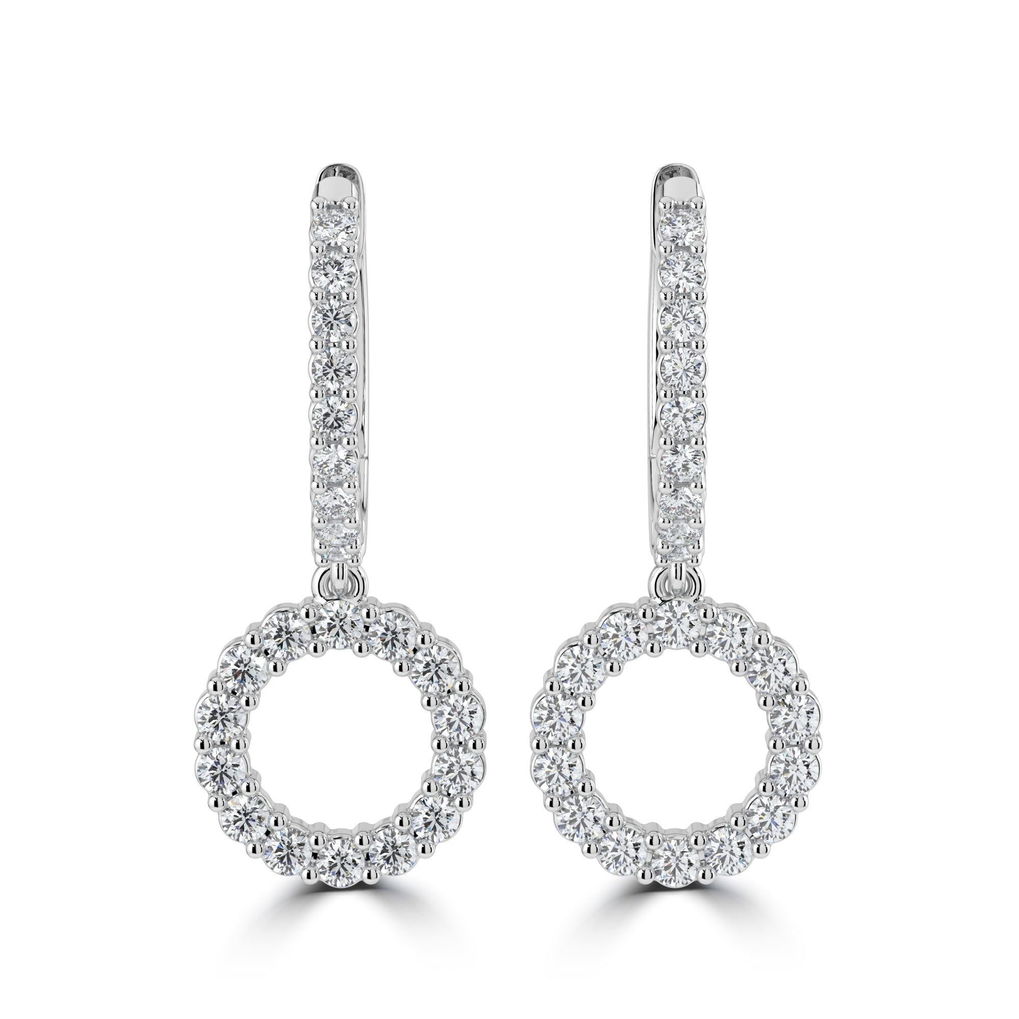 18K GOLD CIRCLE AND HOOP DIAMOND EARRINGS