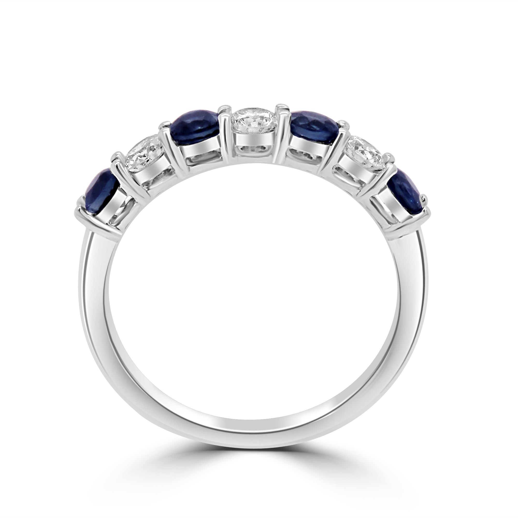 SAPPHIRE AND DIAMOND SEVEN STONE  ETERNITY RING