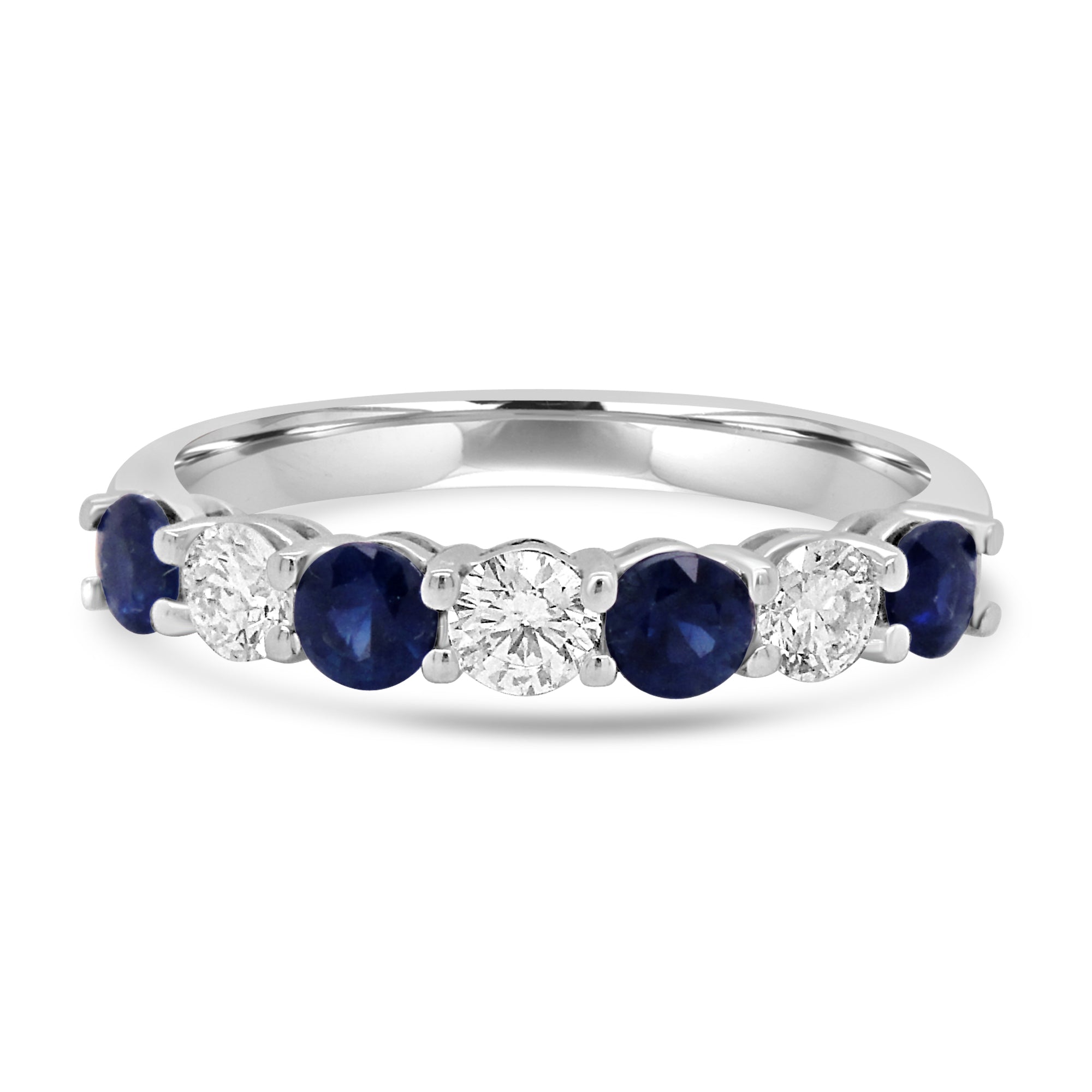 SAPPHIRE AND DIAMOND SEVEN STONE  ETERNITY RING