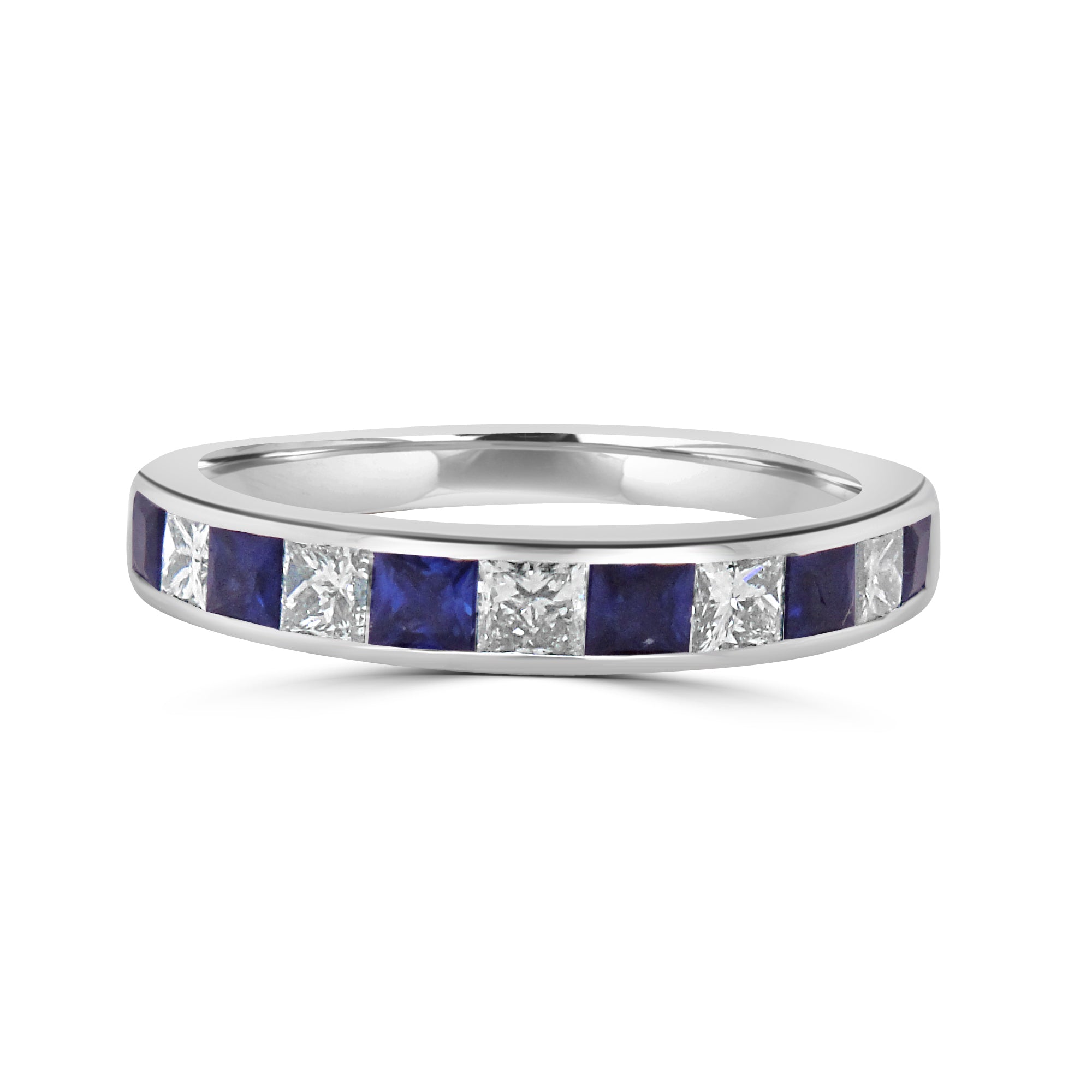 SAPPHIRE AND DIAMOND CHANNEL SET ETERNITY RING